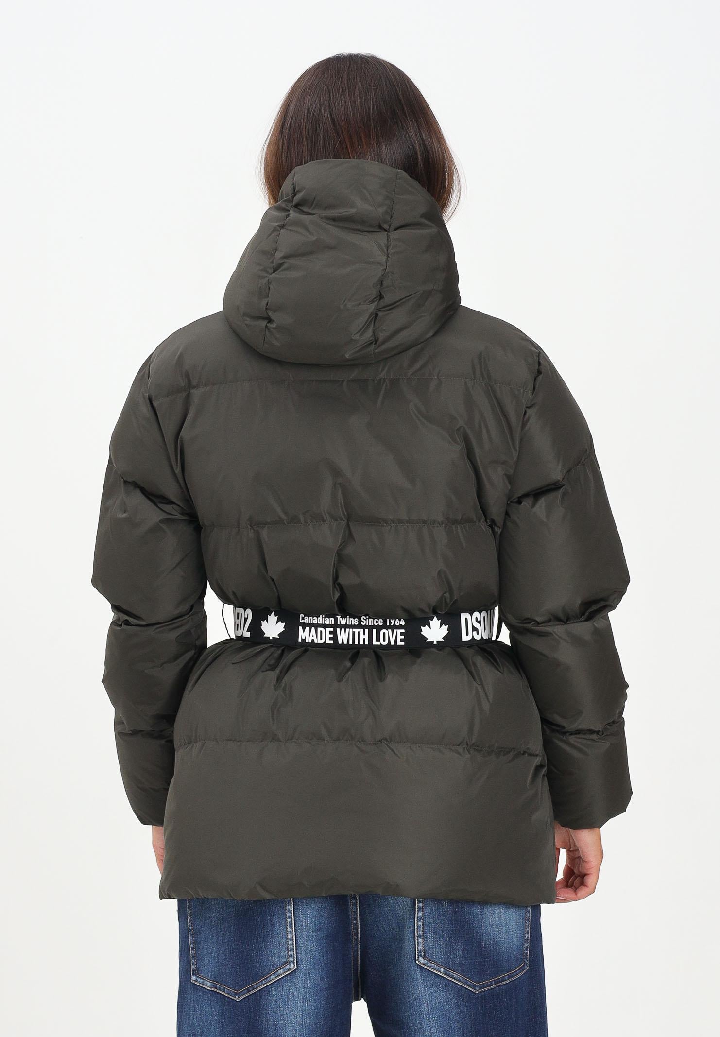 DSQUARED2 Piumino verde oliva per donna e bambina con cintura logata DQ2439D00BN DQ518 DSQUARED2