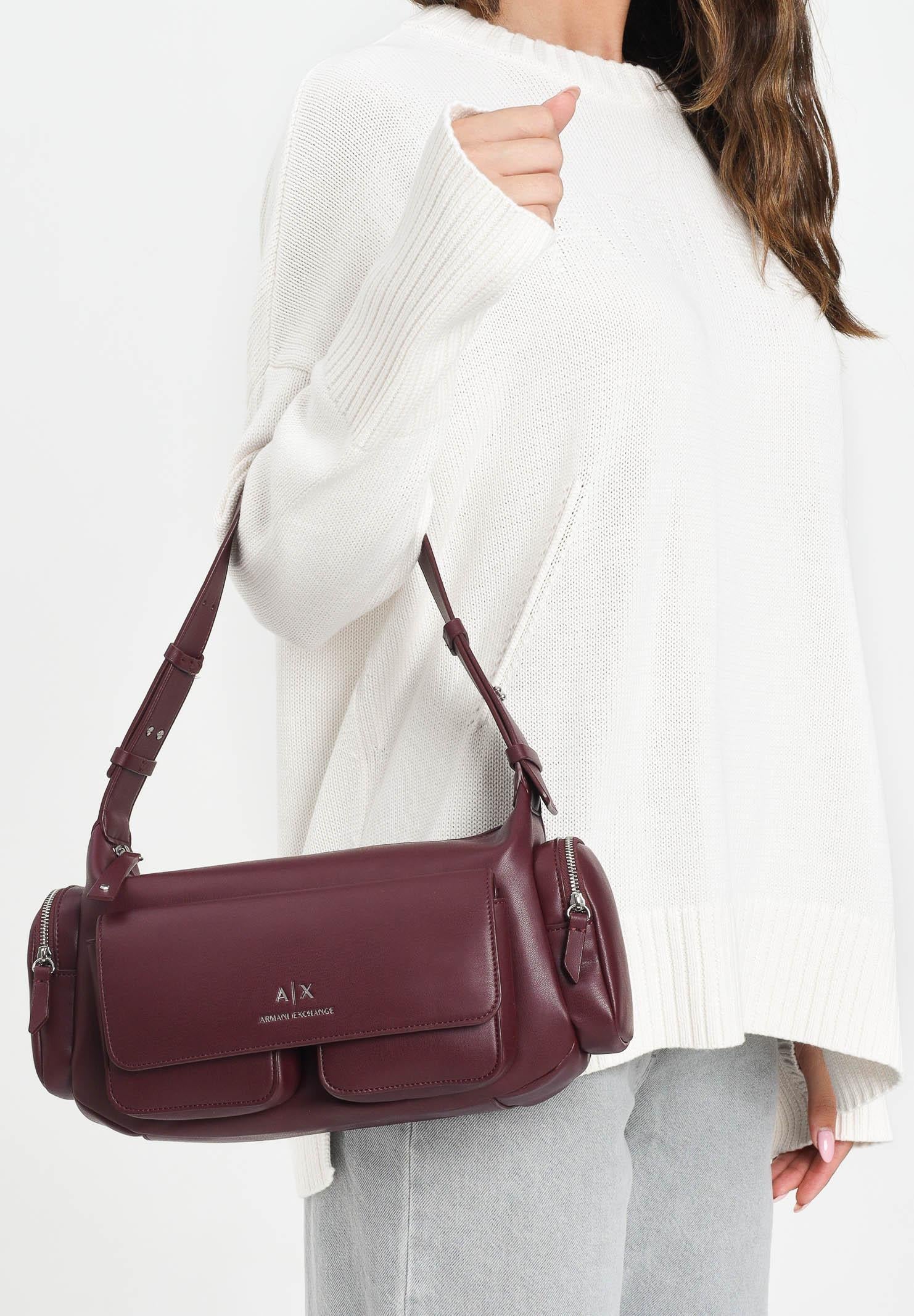 ARMANI EXCHANGE Borsa a spalla bordeaux da donna stile cargo XW000404AF12589 UA343 ARMANI EXCHANGE