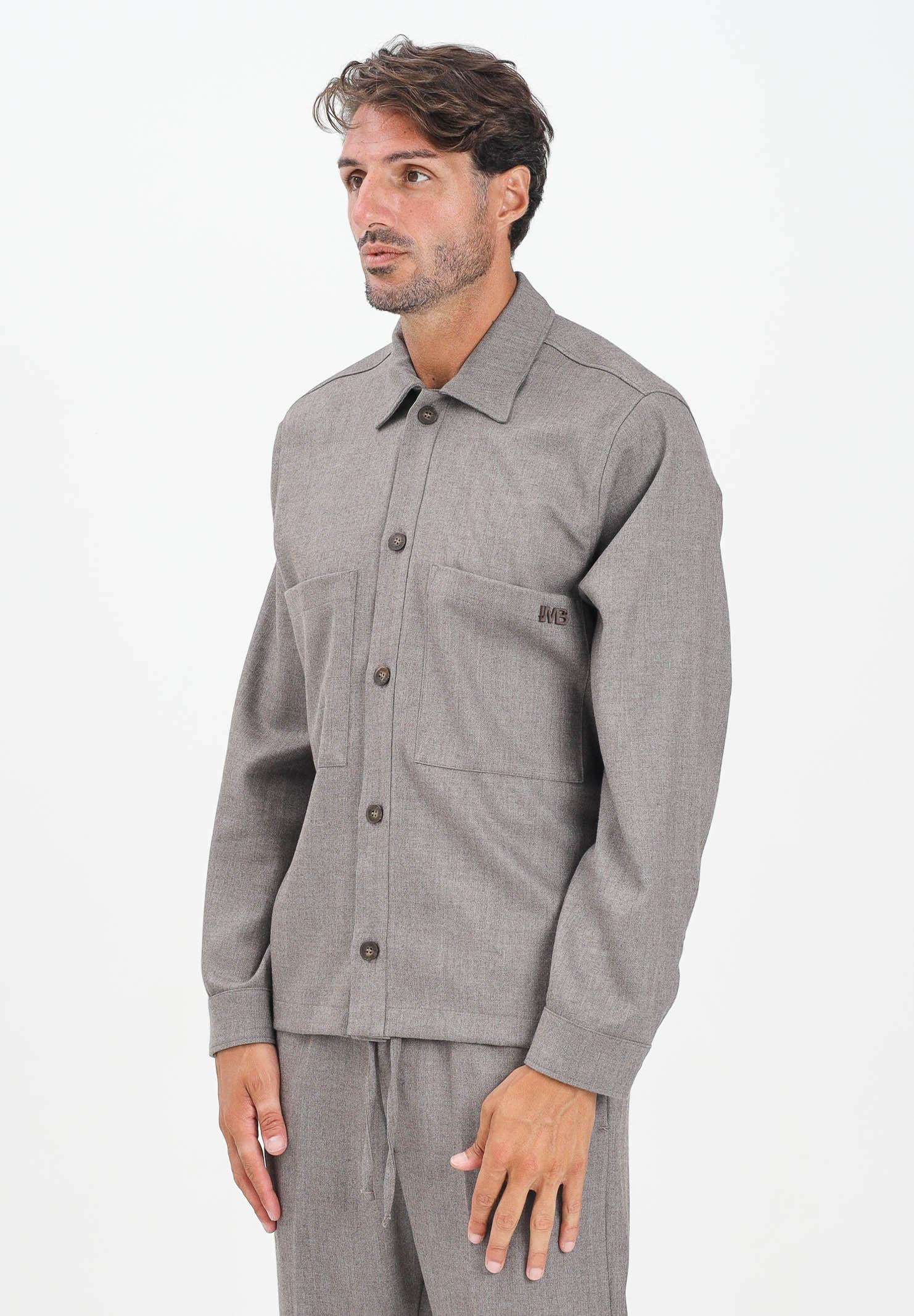 I'M BRIAN Camicia tortora da uomo con applicazione logo CA3449 TOR I'M BRIAN