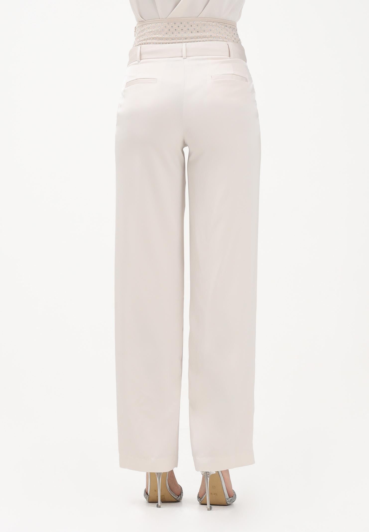 SIMONA CORSELLINI Pantalone elegante avorio da donna con fascione in strass P26CEPA10201 V0359 SIMONA CORSELLINI