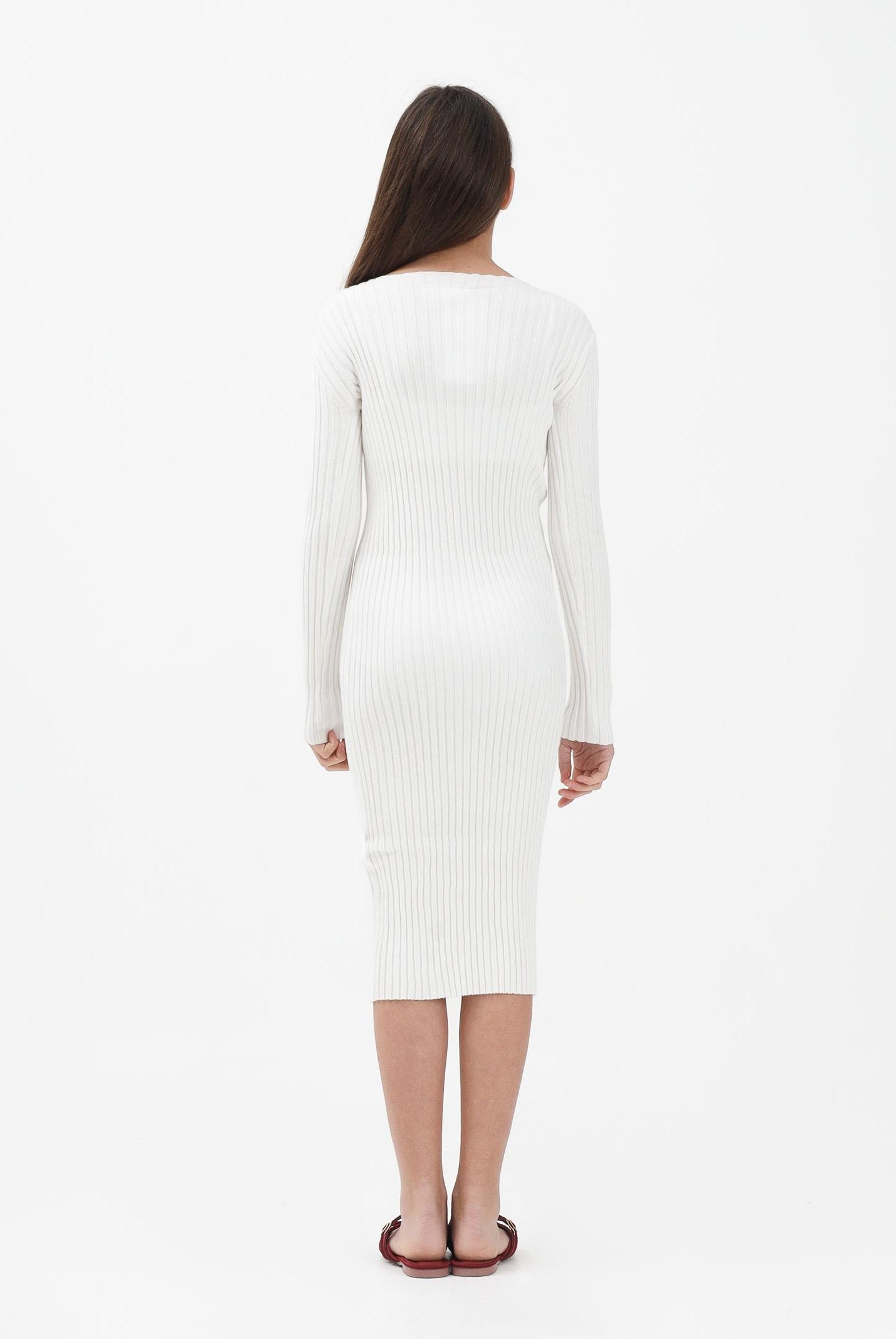 MAISON MARGIELA Abito midi bianco per donna, ragazze e bambine con logo M60935MM07X M6101 MAISON MARGIELA