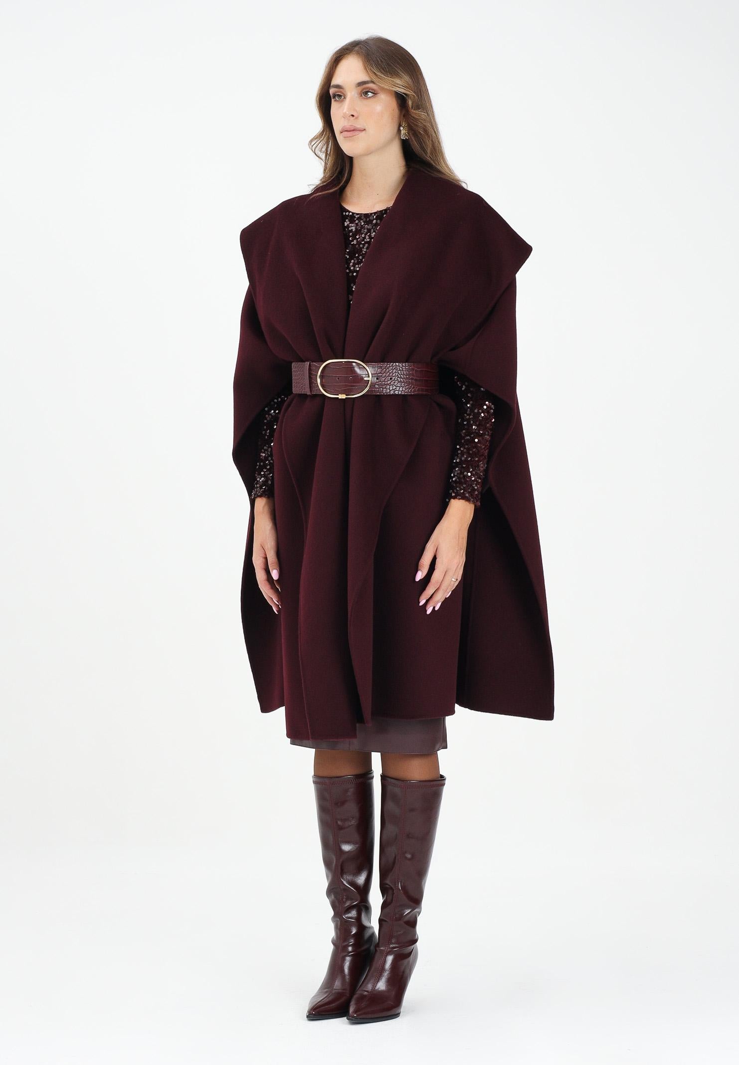 ELISABETTA FRANCHI Mantella bordeaux da donna con cintura CP67D56E2 EA4 ELISABETTA FRANCHI