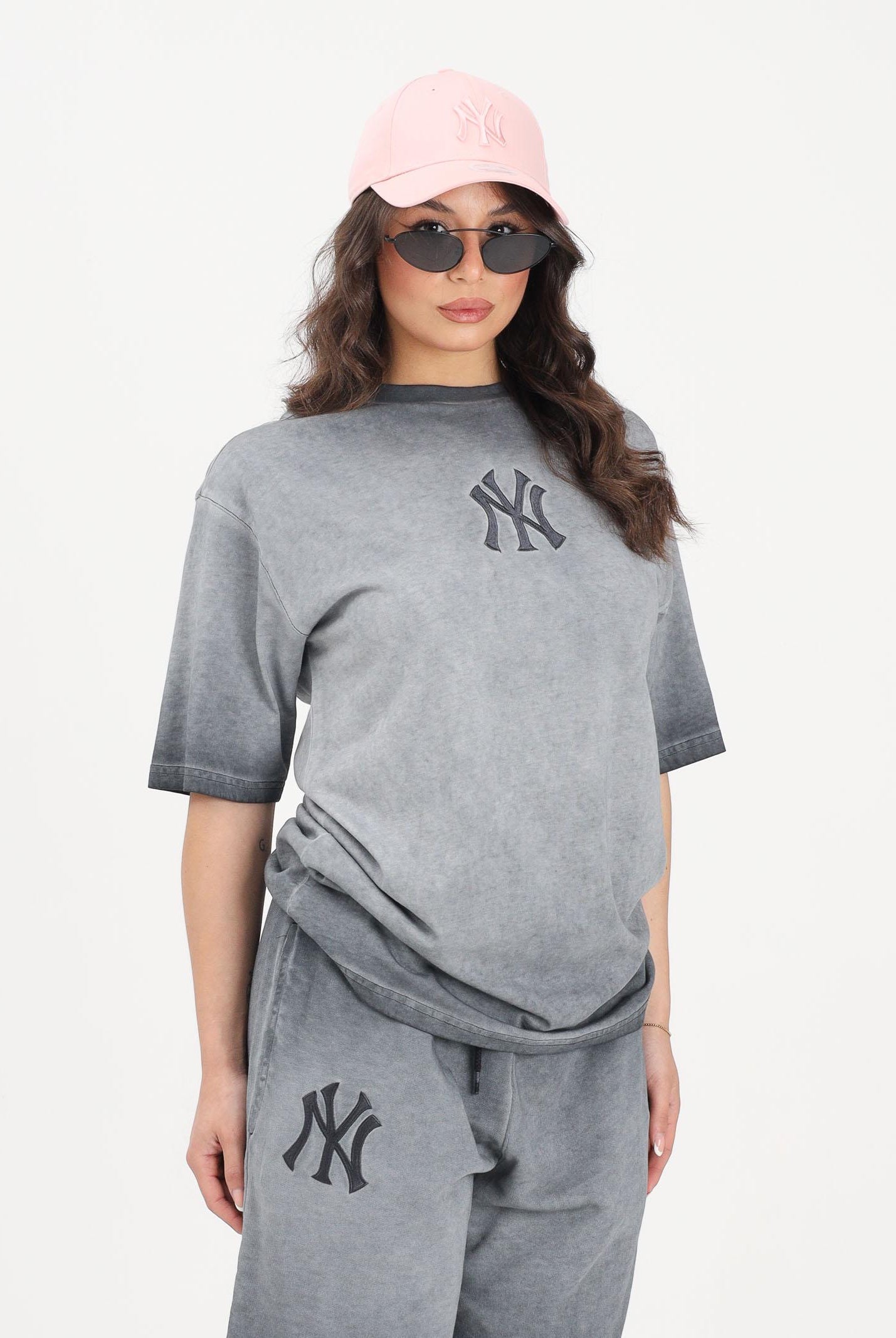 NEW ERA T-shirt a manica corta New York Yankees MLB Washed Logo grigia per uomo e donna 60856162 . NEW ERA
