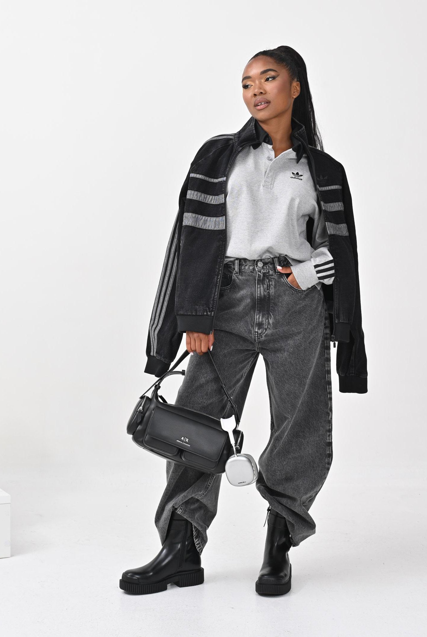 ADIDAS ORIGINALS Polo a manica lunga Adicolor grigia da uomo JY1399 ADIDAS ORIGINALS