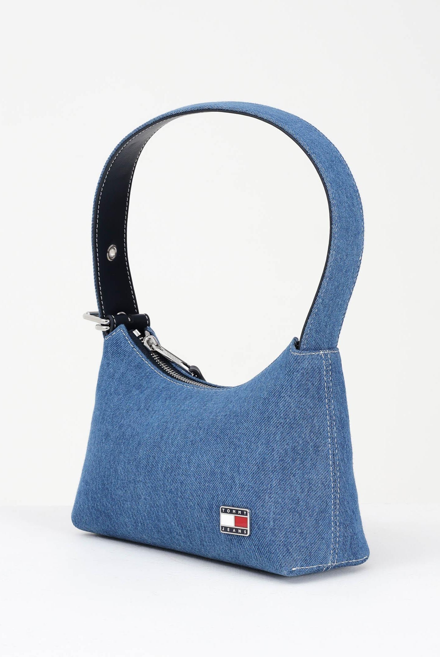 TOMMY JEANS Borsa a spalla in denim blu da donna con logo AW0AW17877 1AF TOMMY JEANS