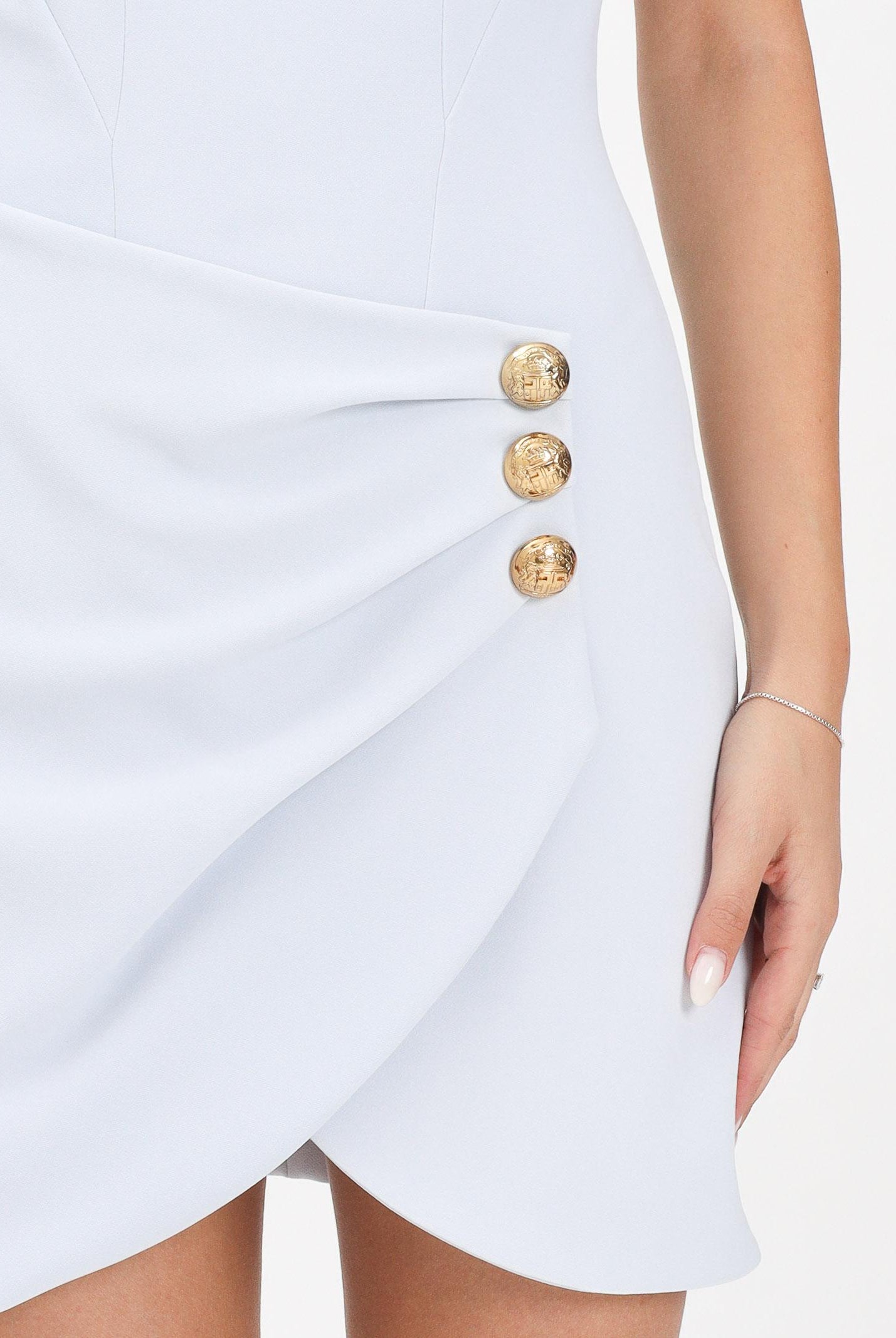 ELISABETTA FRANCHI Abito corto ghiaccio da donna con bottoni gioiello AB79856E2 EA7 ELISABETTA FRANCHI