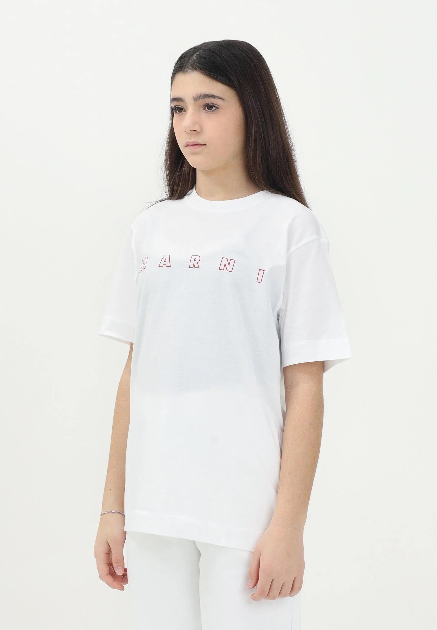 MARNI T-shirt a manica corta bianca per donna, ragazzi e bambine con logo Marni Outline M01466M00RF 0M100 MARNI