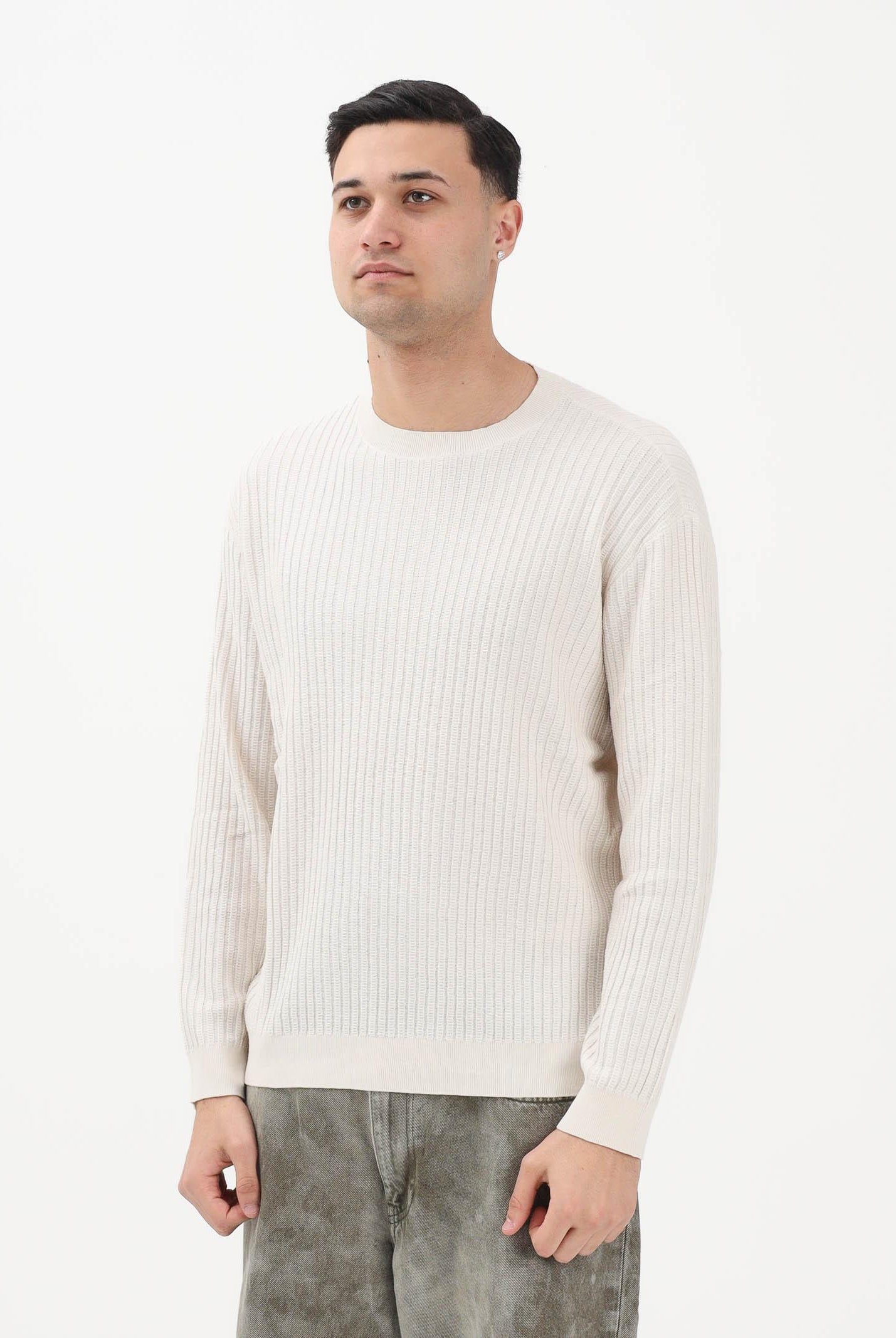 ARMANI EXCHANGE Maglioncino girocollo panna da uomo XM002161AF20139 U1074 ARMANI EXCHANGE