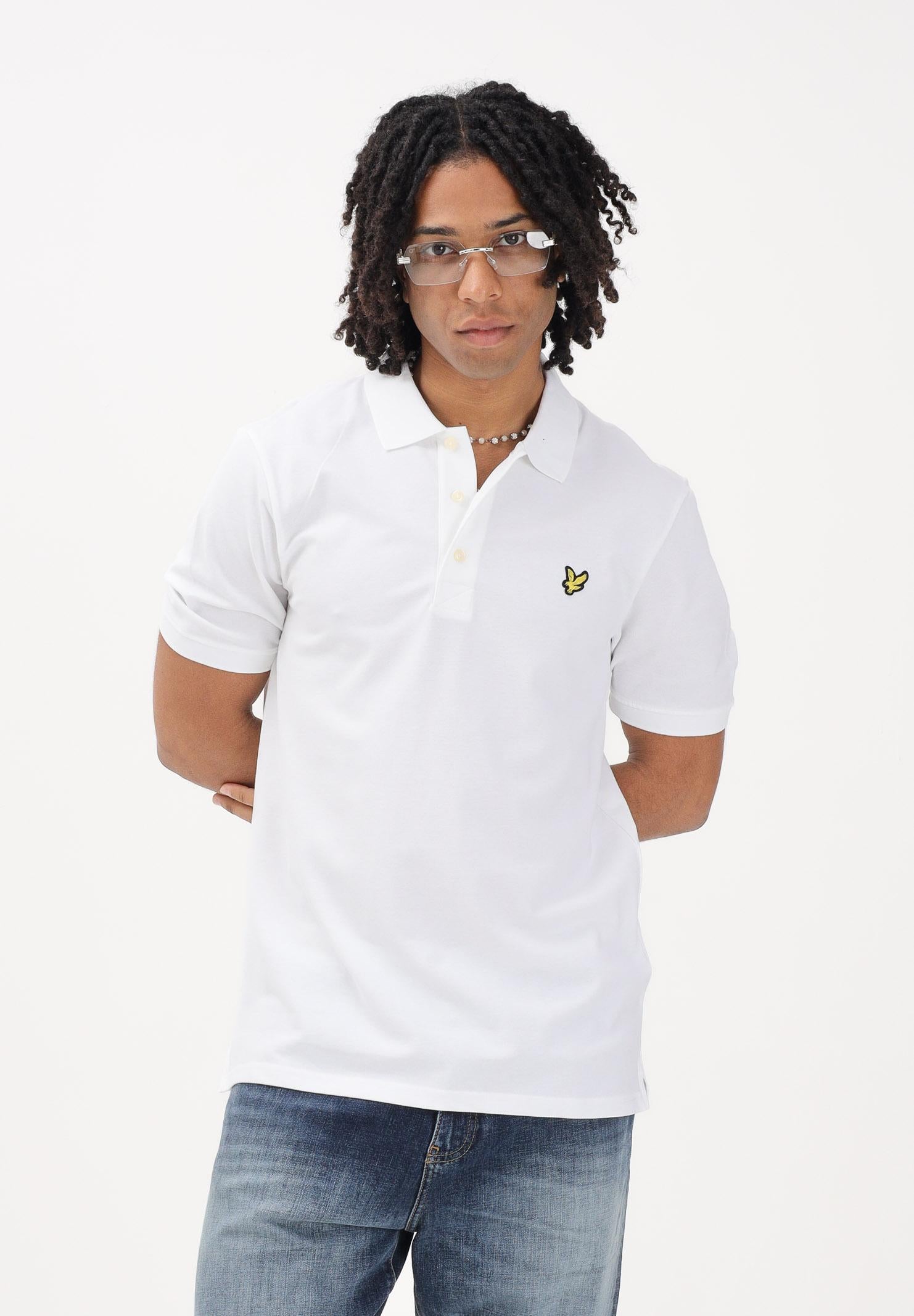 LYLE & SCOTT Polo a manica corta bianca da uomo con patch logo golden eagle SP400VOG 626 LYLE & SCOTT