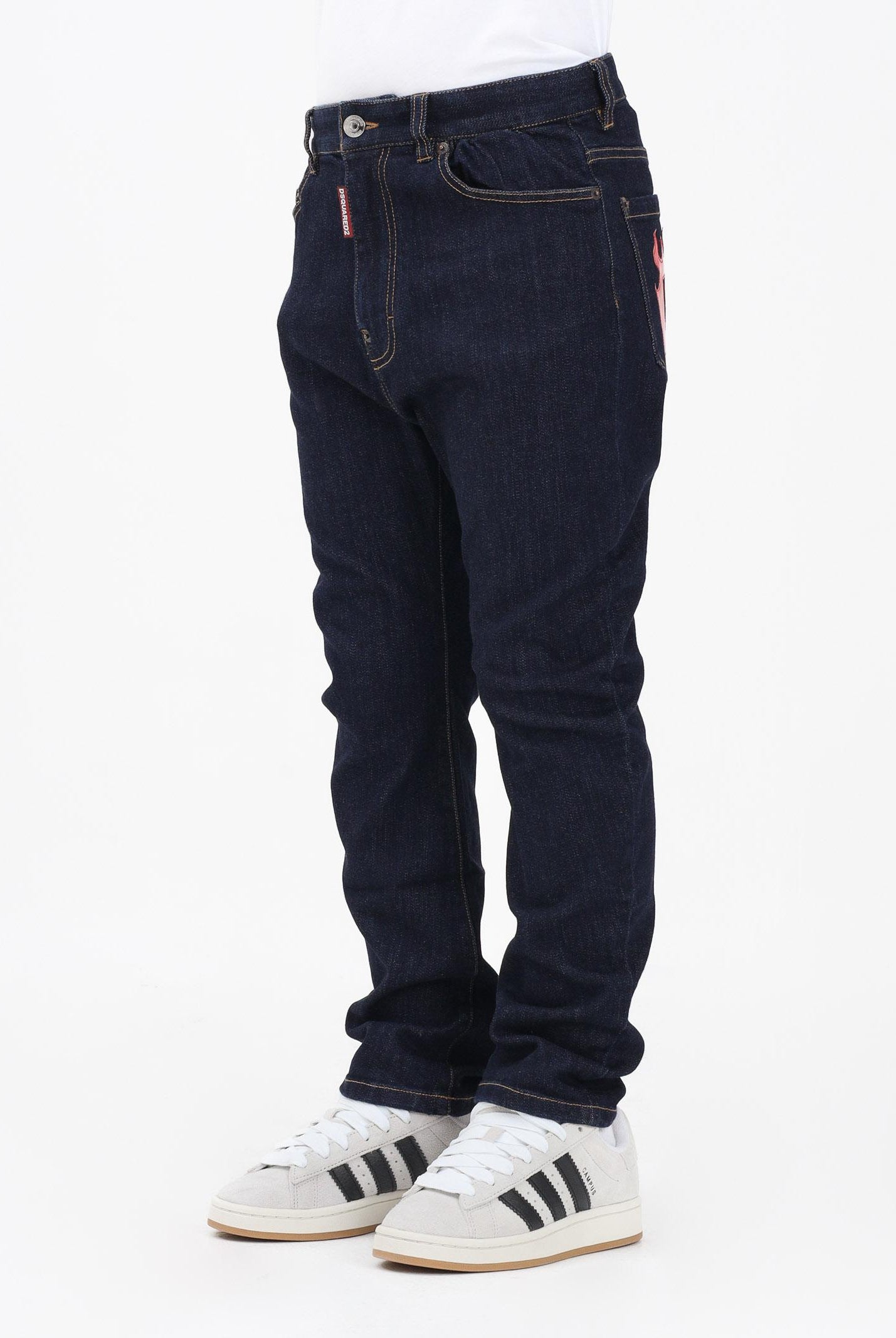 DSQUARED2 Jeans in denim blu scuro per donna, ragazzi e bambini con stampa sul retro DQ3283D0AFX DQ01 DSQUARED2
