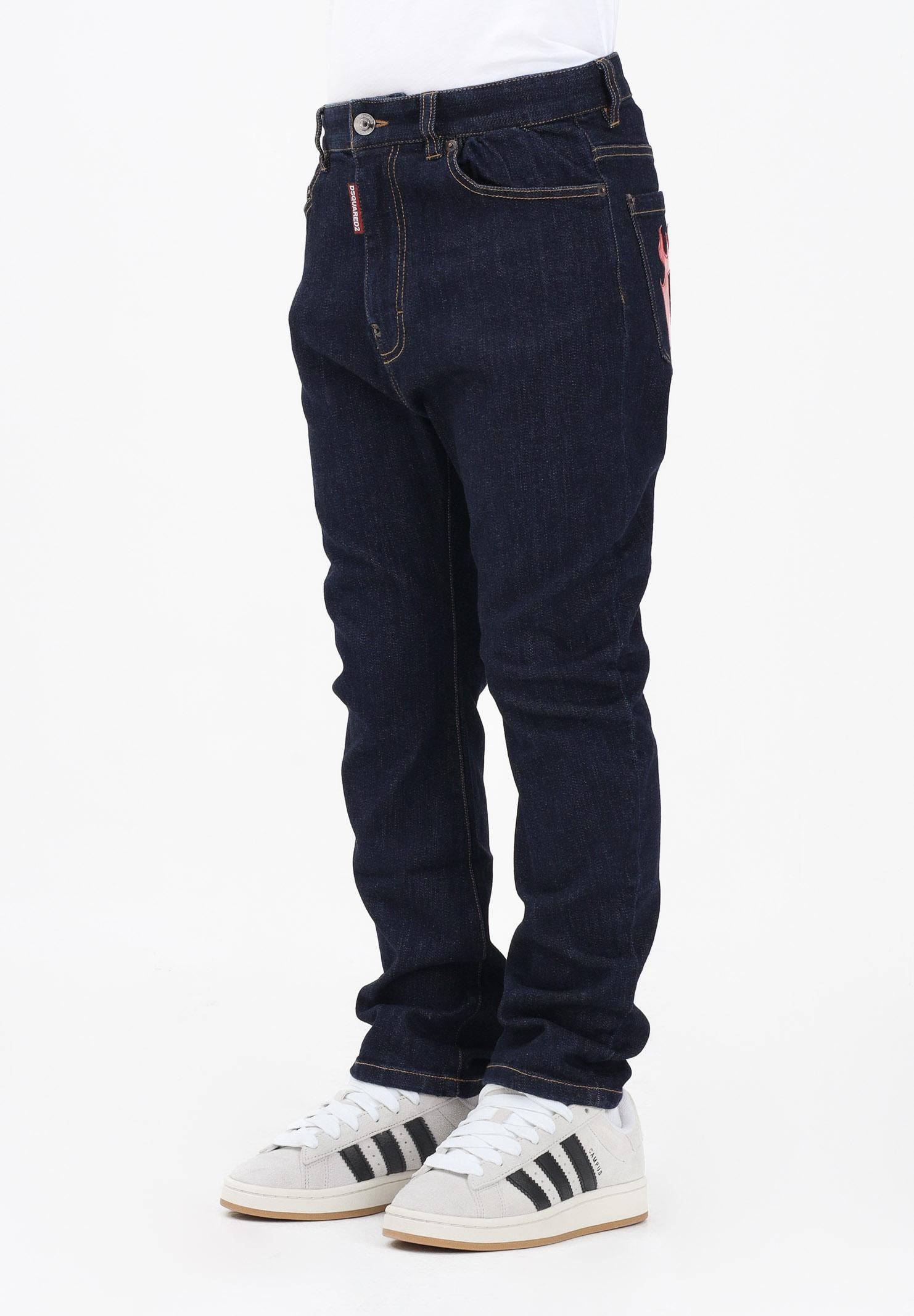 DSQUARED2 Jeans in denim blu scuro per donna, ragazzi e bambini con stampa sul retro DQ3283D0AFX DQ01 DSQUARED2