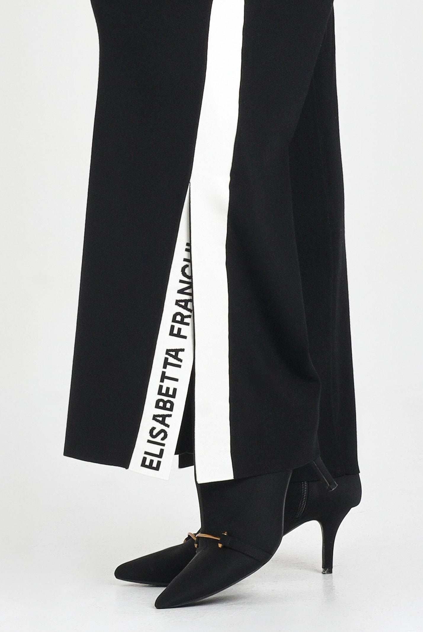 ELISABETTA FRANCHI Pantalone in maglia nero da donna con bande lucide<BR/> KP69S56E2 EF3 ELISABETTA FRANCHI