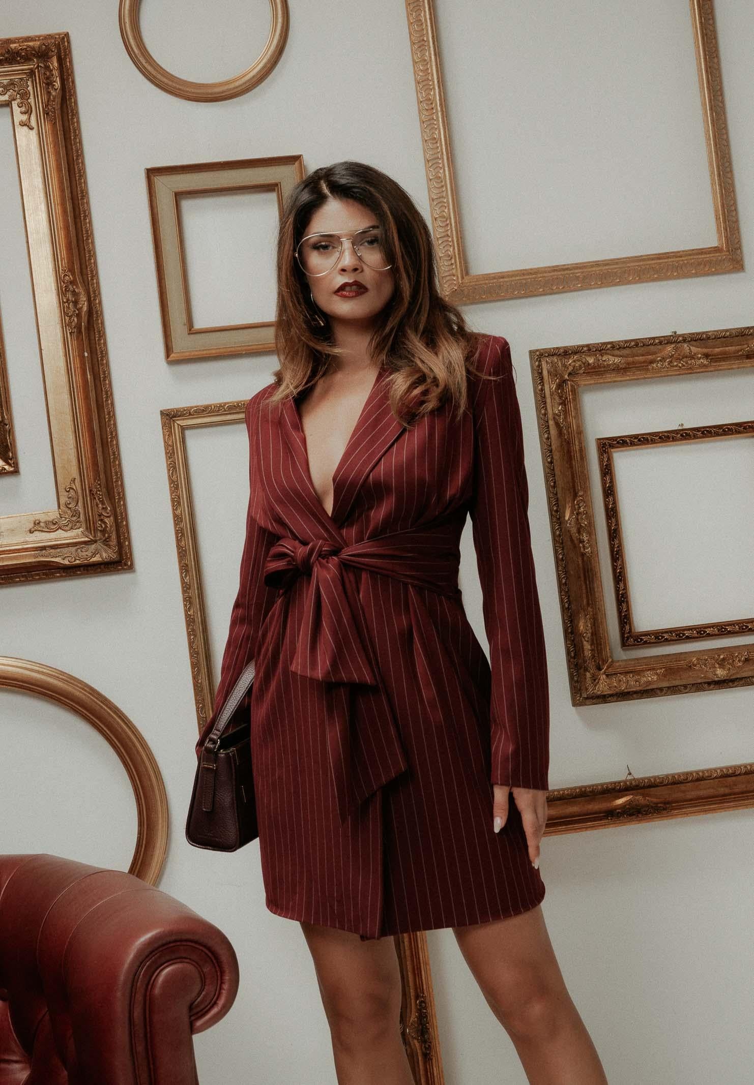 SANTAS Abito corto HÉROÏNE bordeaux da donna PV2604 BO SANTAS