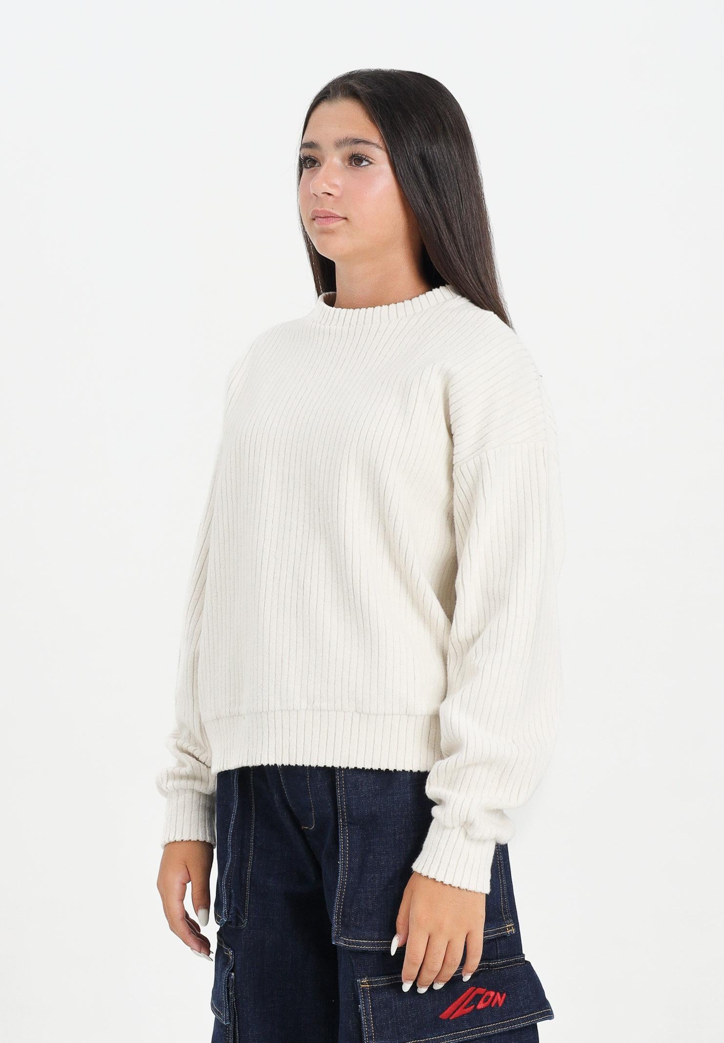 DSQUARED2 Felpa girocollo panna per donna, ragazzi e bambini in velluto a coste DQ2999D0AE3 DQ102 DSQUARED2