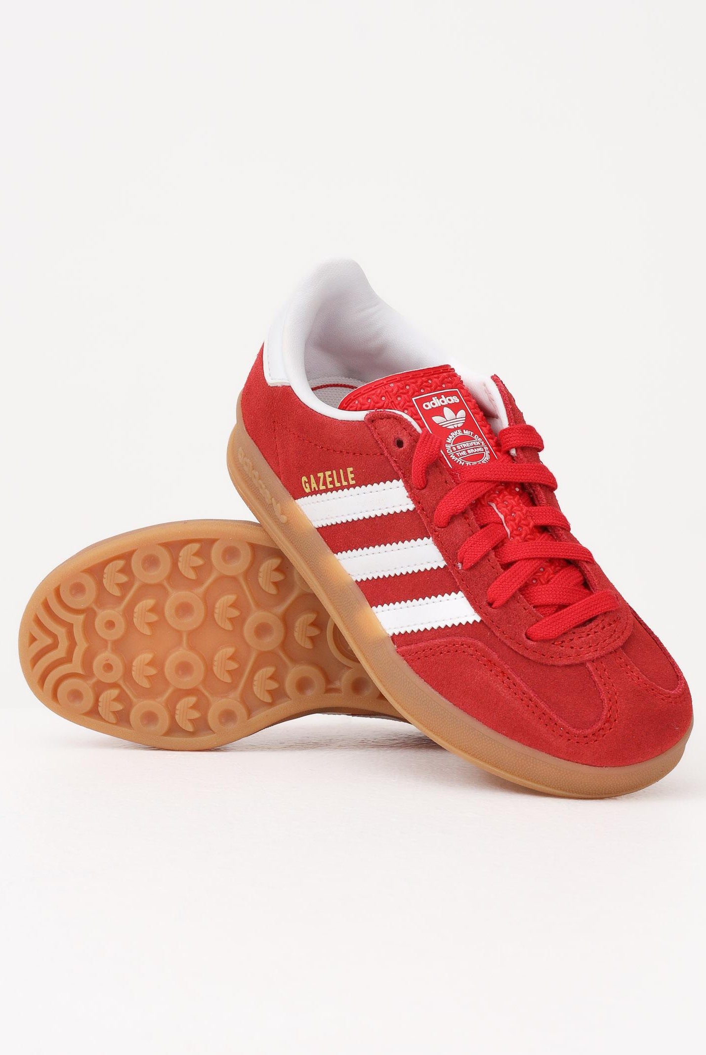 ADIDAS ORIGINALS Sneakers GAZELLE INDOOR rosse per bambino e bambina IH9136 . ADIDAS ORIGINALS