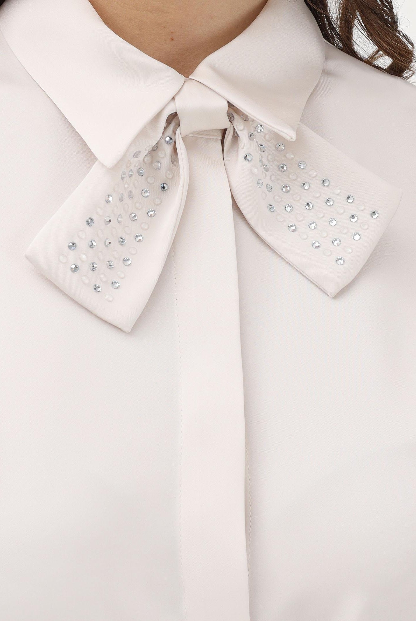 SIMONA CORSELLINI Camicia smanicata avorio da donna con papillon in strass P26CECA10101 V0359 SIMONA CORSELLINI