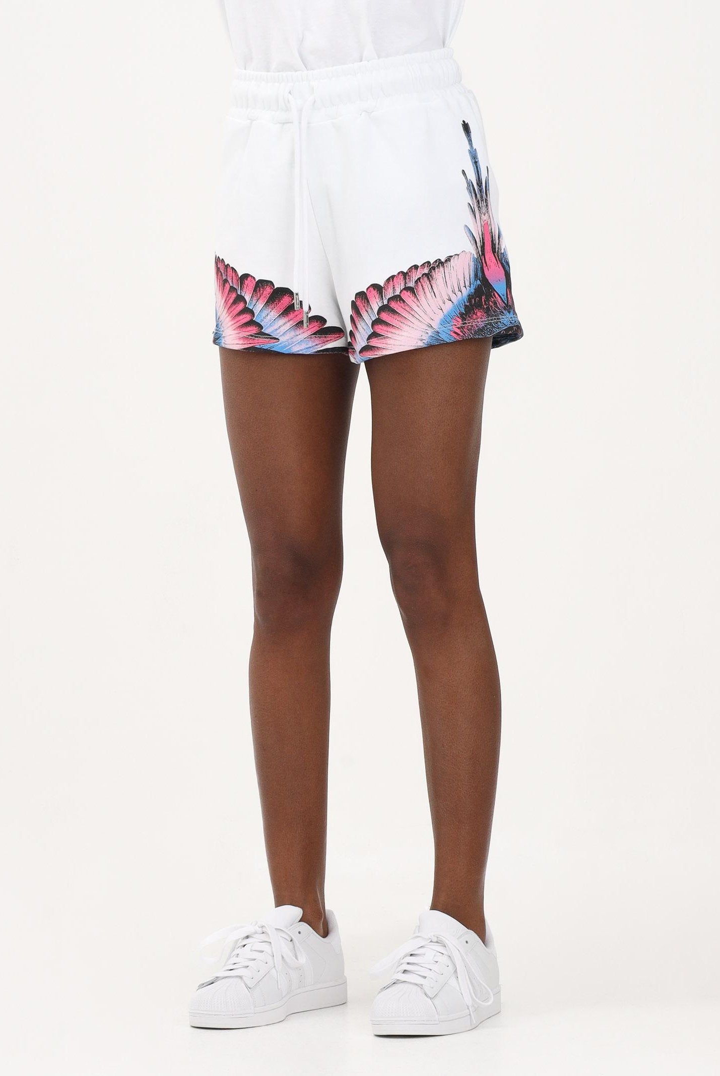 MARCELO BURLON COUNTY OF MILAN Shorts sportivo bianco da donna con stampa 26ECM30105 BICERO MARCELO BURLON COUNTY OF MILAN