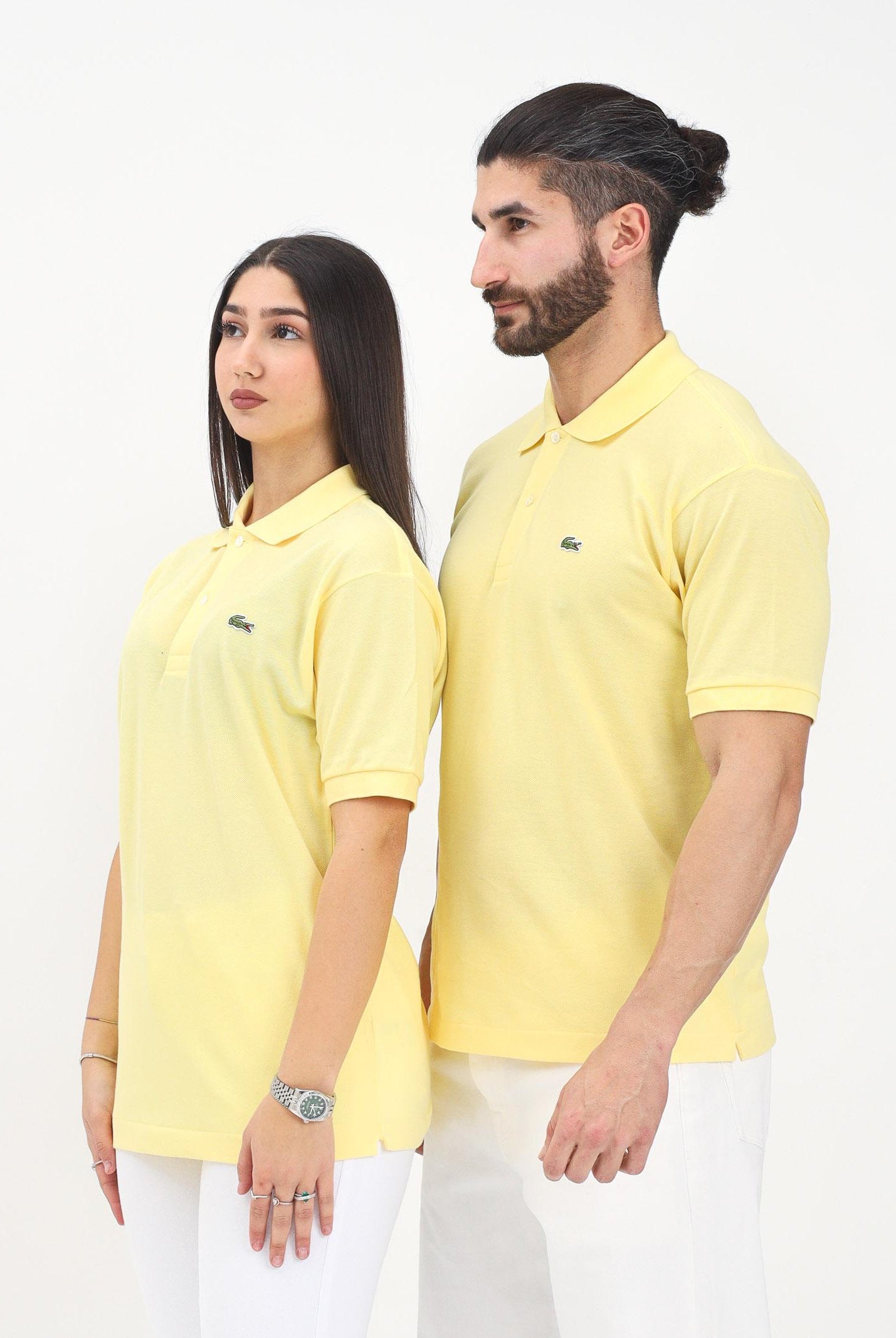 LACOSTE Polo a manica corta gialla per uomo e donna con patch logo coccodrilo 1212 107 LACOSTE