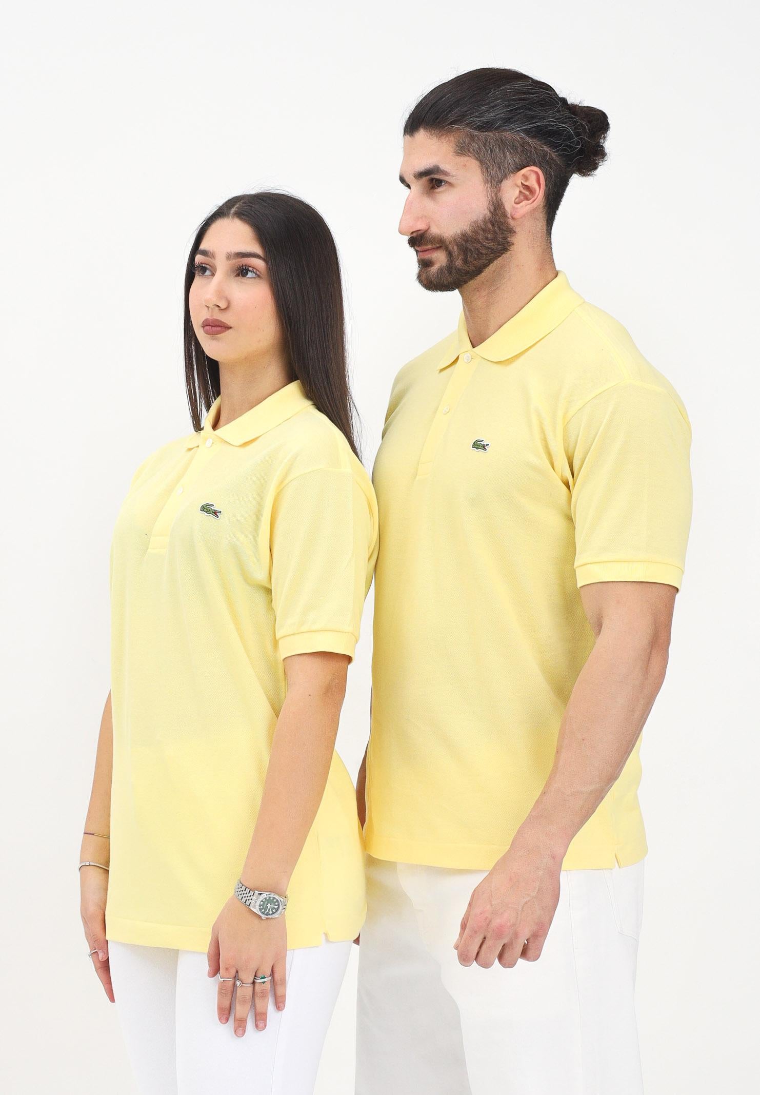 LACOSTE Polo a manica corta gialla per uomo e donna con patch logo coccodrilo 1212 107 LACOSTE