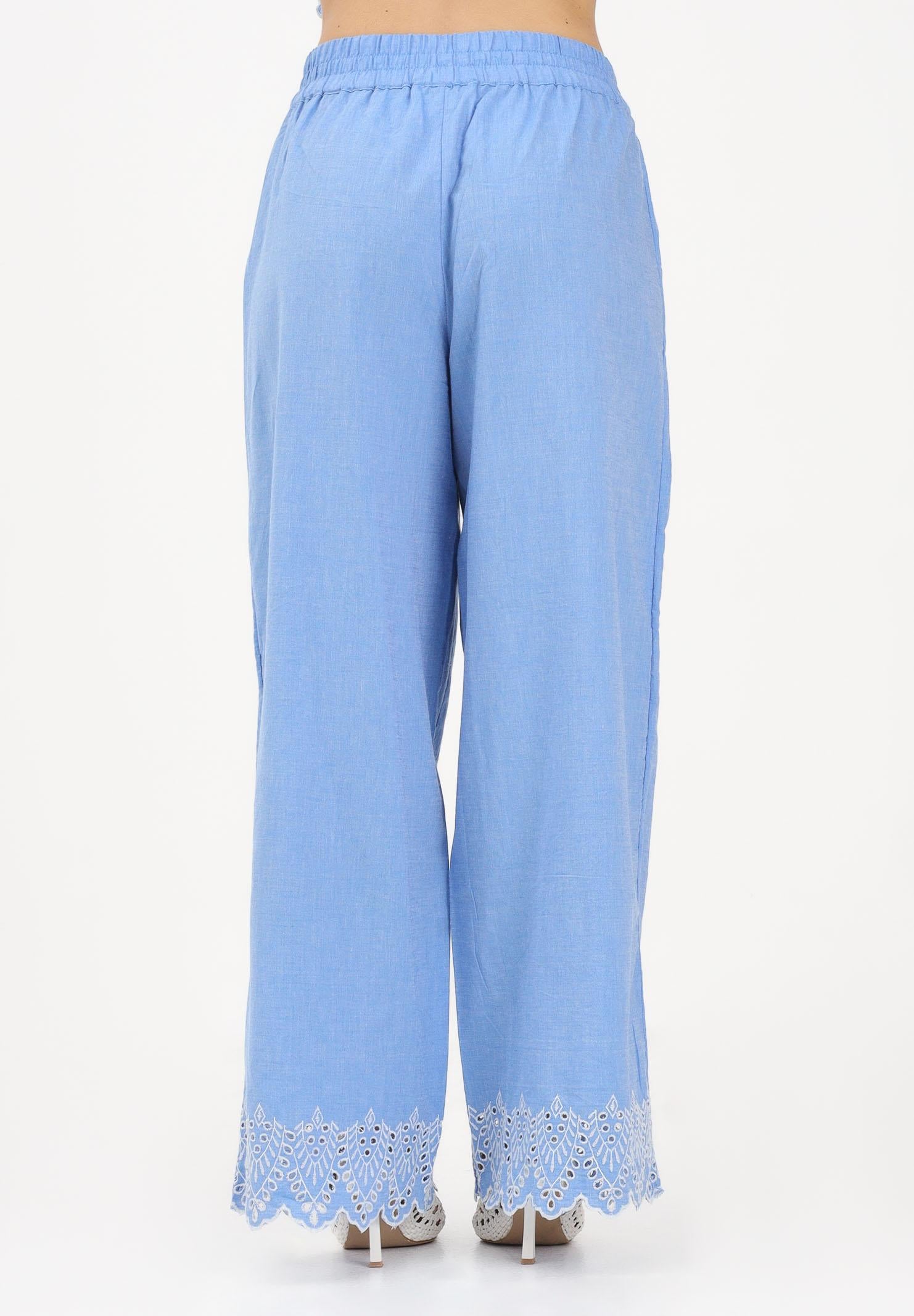 ONLY Pantalone celeste da donna con fondo ricamato 15343184 BLBO ONLY