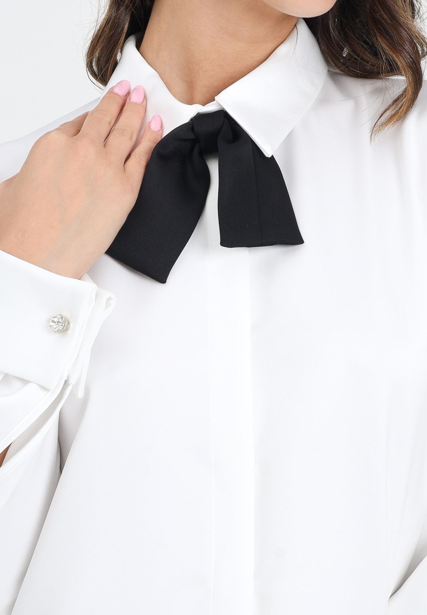 SIMONA CORSELLINI Camicia a manica lunga bianca da donna con fiocco A25CECA10201-C00162 V0300 SIMONA CORSELLINI