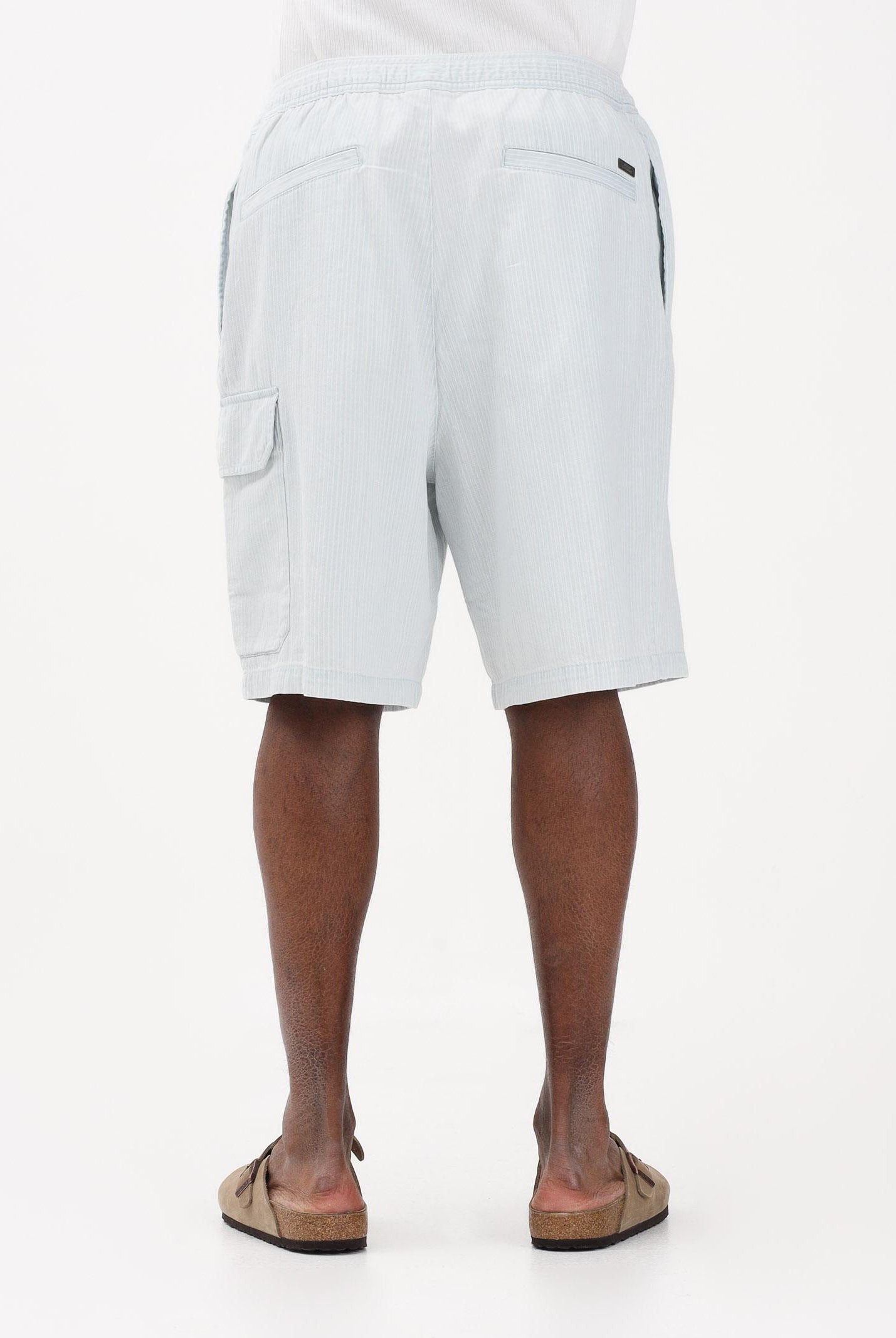 ARMANI EXCHANGE Shorts cargo bianco e celeste da uomo con righe sottili XM002810AF22638 FB380 ARMANI EXCHANGE