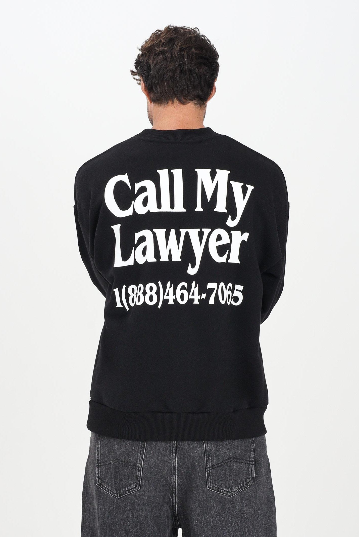 MARKET Felpa girocollo nera da uomo con stampa sul retro F5MKMASW057 110 MarKET