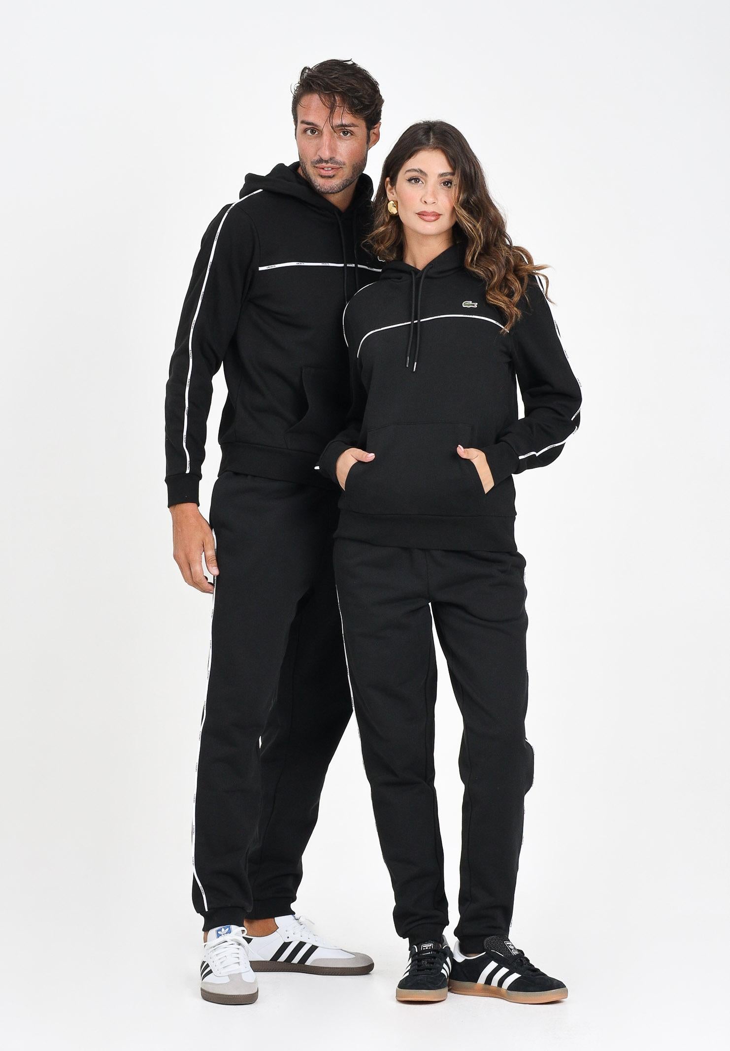 LACOSTE Pantalone sportivo nero per uomo e donna con riga logata XH9803 031 LACOSTE