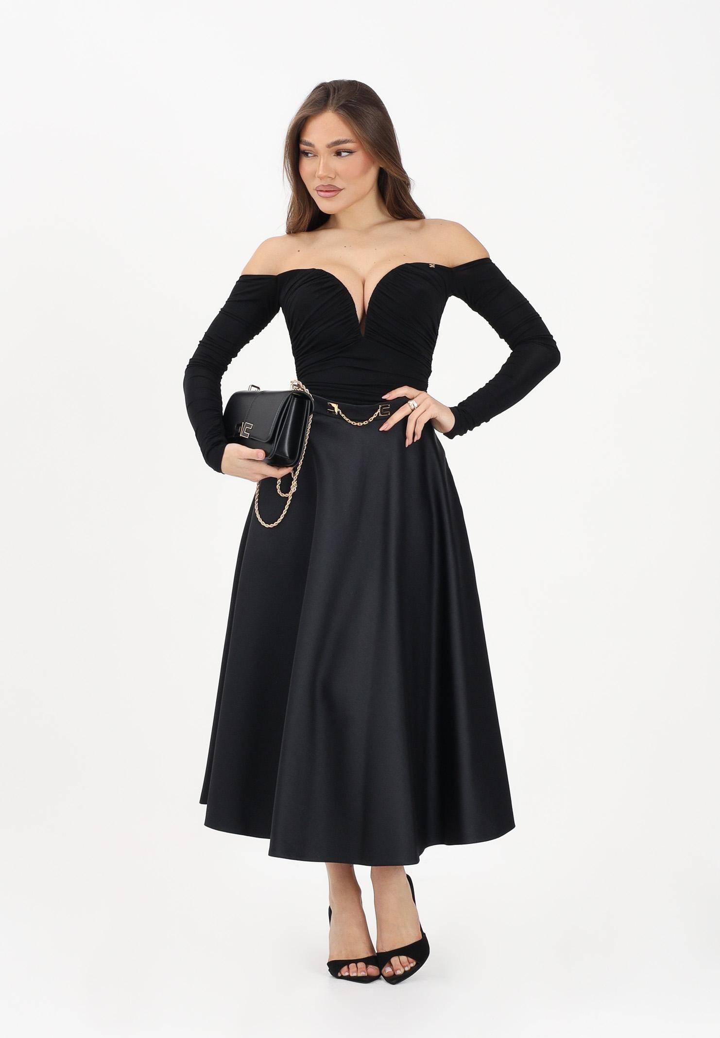 ELISABETTA FRANCHI Gonna midi nera da donna GO15661E2 110 ELISABETTA FRANCHI