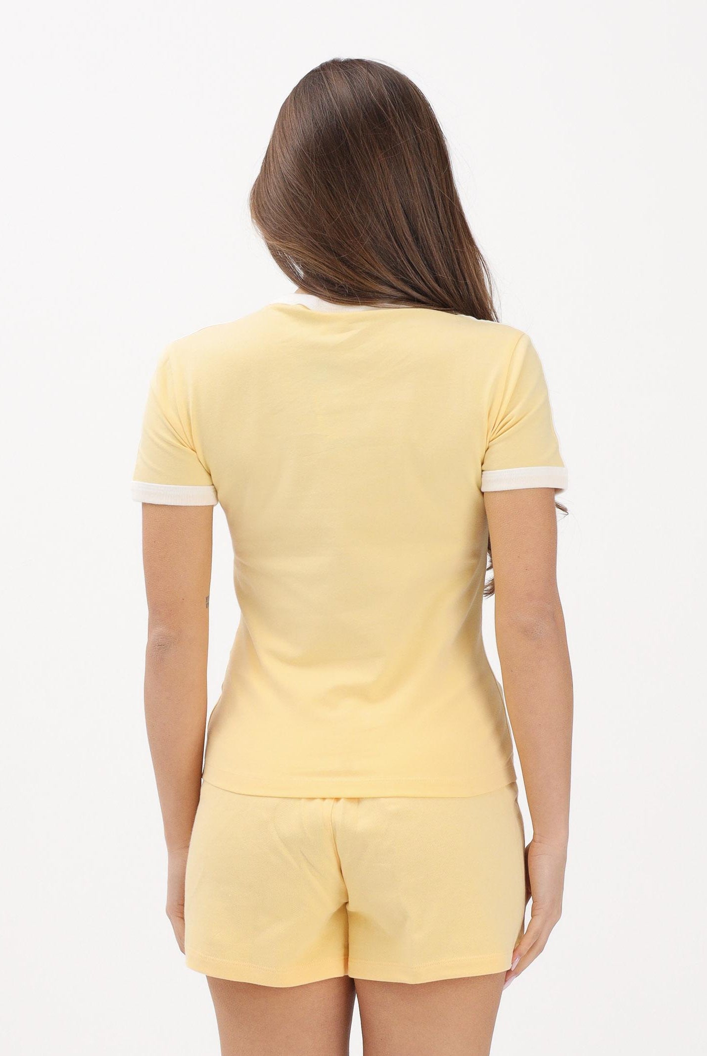 ADIDAS ORIGINALS T-shirt a manica corta 3-Stripes gialla da donna KD3682 . ADIDAS ORIGINALS