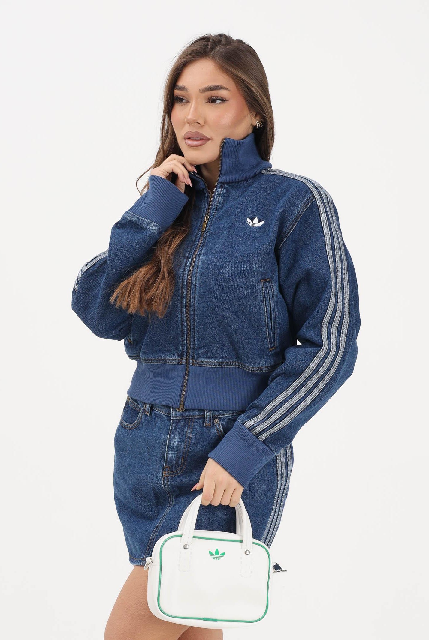 ADIDAS ORIGINALS Giubbotto Firebird in denim medio da donna KD2913 . ADIDAS ORIGINALS