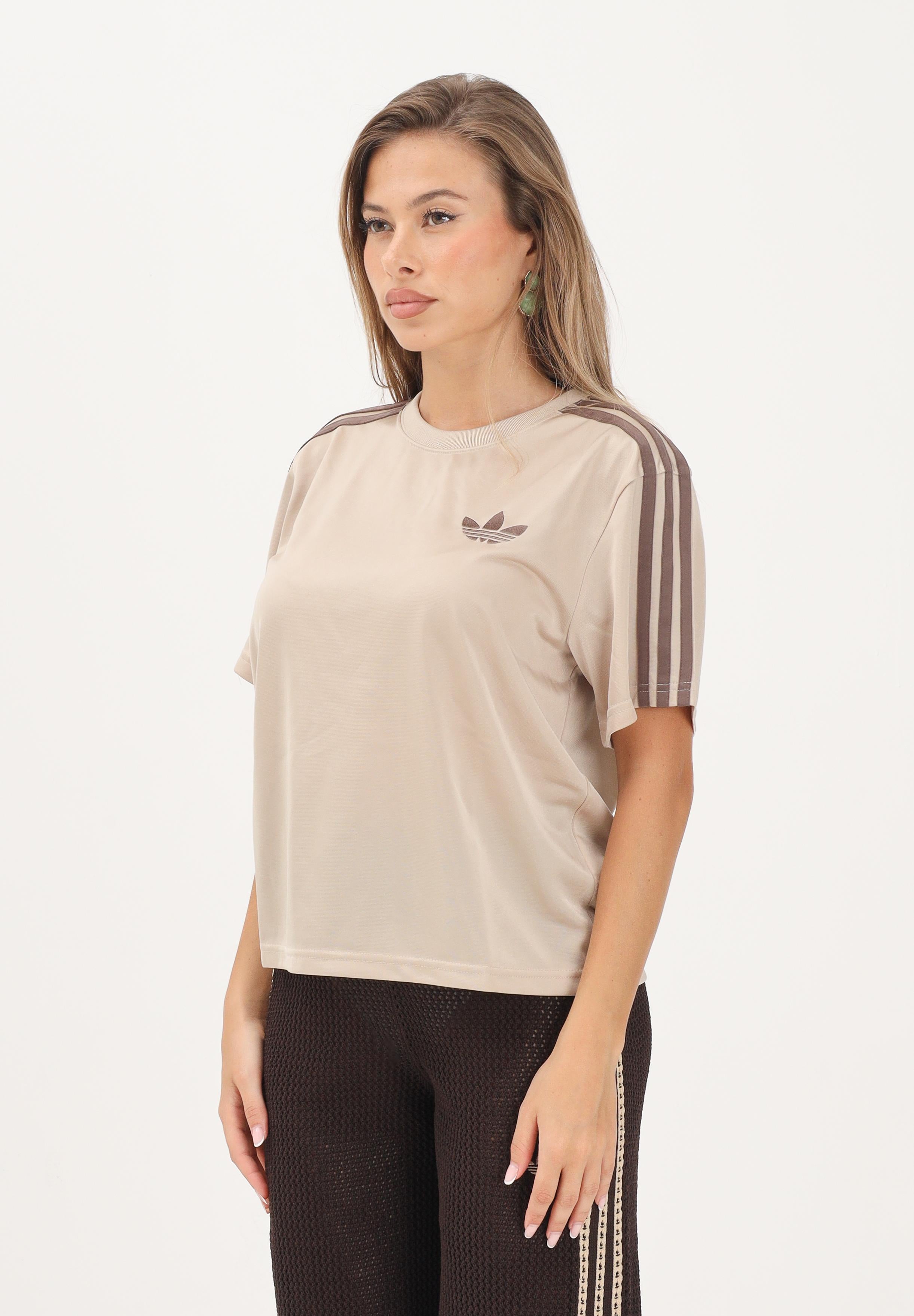 ADIDAS ORIGINALS T-shirt a manica corta beige da donna con logo KD1348 . ADIDAS ORIGINALS