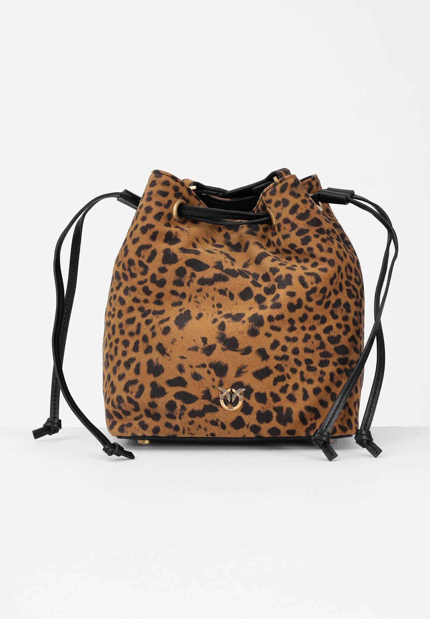 PINKO Borsa mini cammello da donna in Suede Leopardato 104303A32A M35Q PINKO