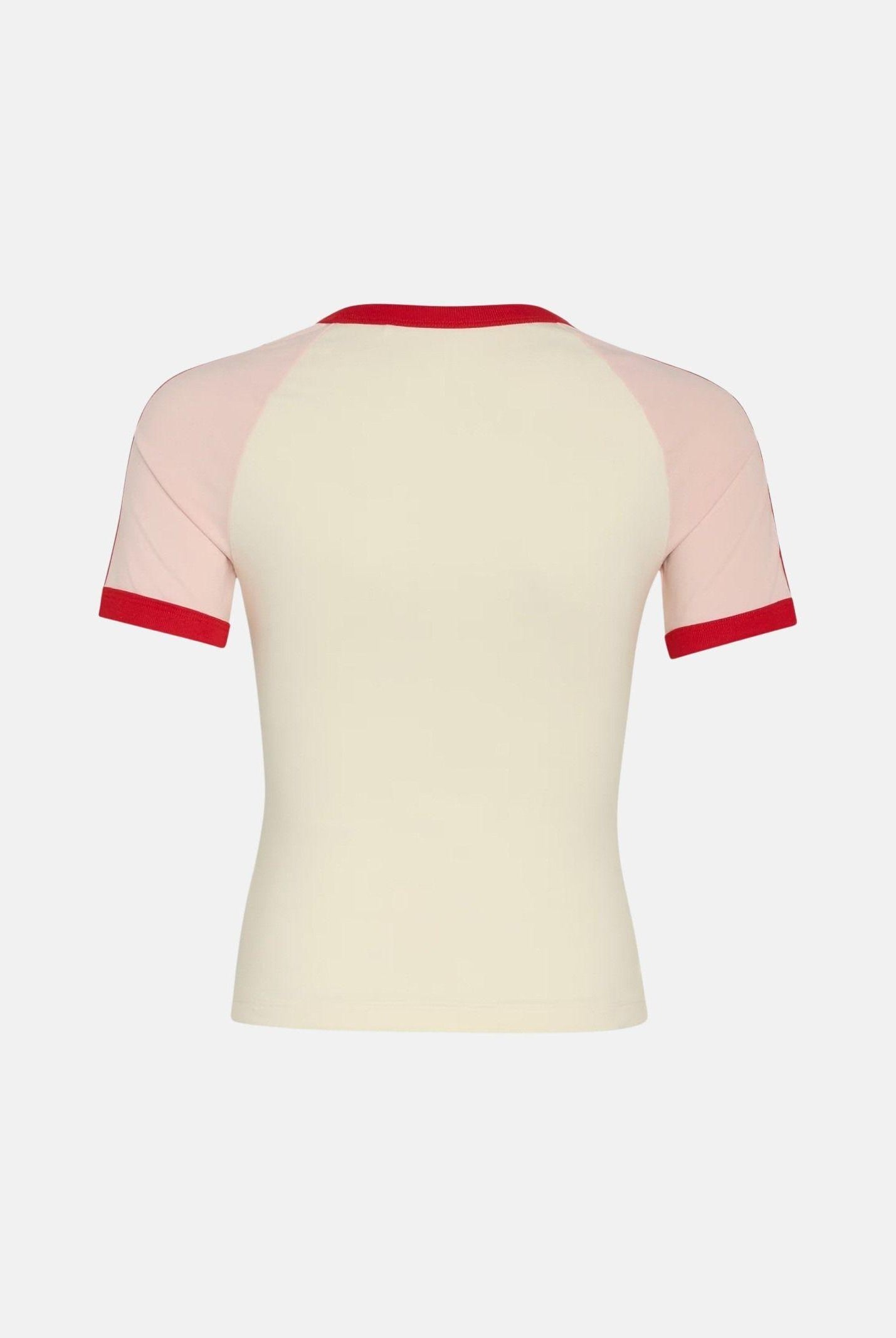 ADIDAS ORIGINALS T-shirt a manica corta 3 STRIPES SLIM HEART panna da bambina KT0837 . ADIDAS ORIGINALS