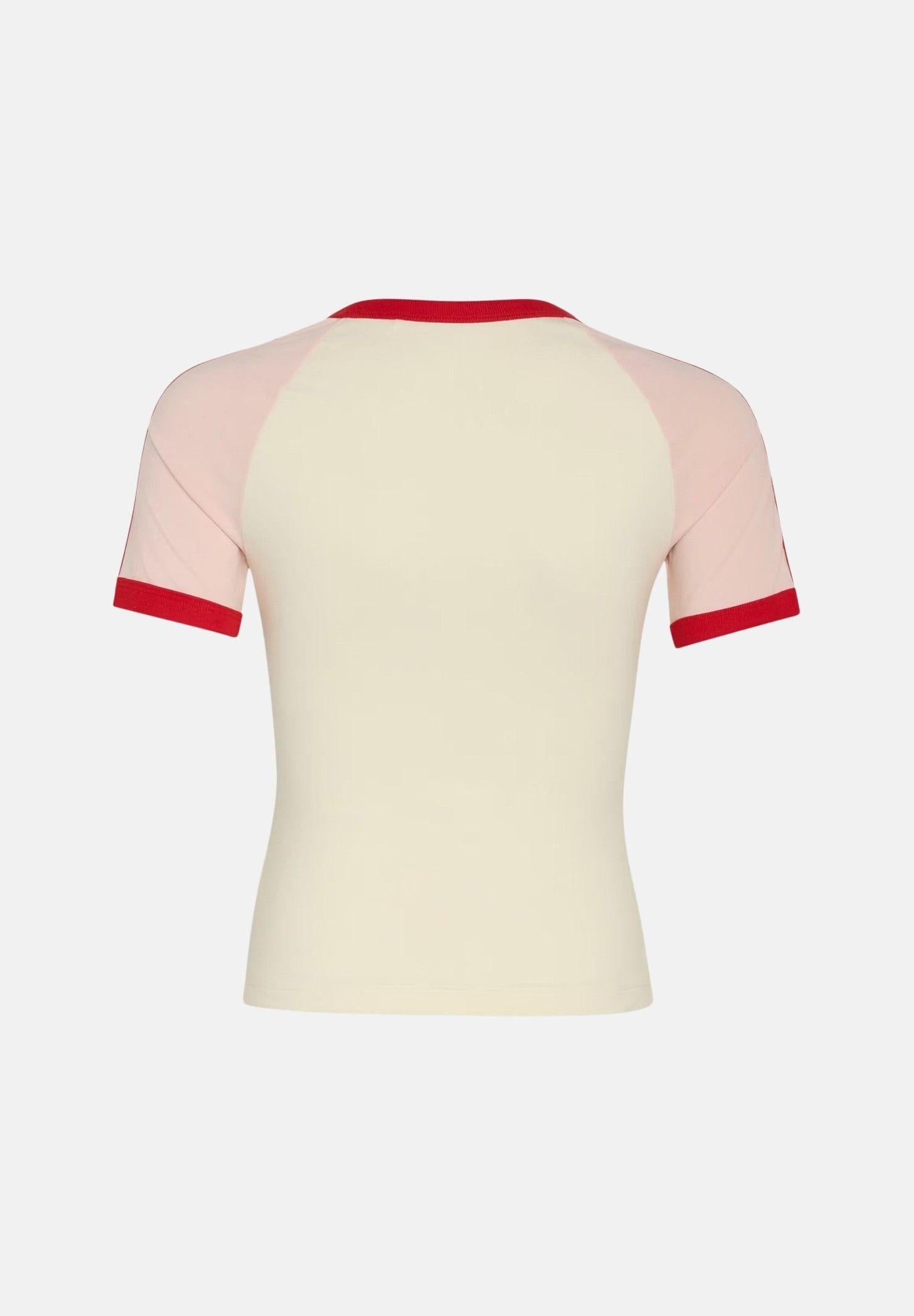 ADIDAS ORIGINALS T-shirt a manica corta 3 STRIPES SLIM HEART panna da bambina KT0837 . ADIDAS ORIGINALS