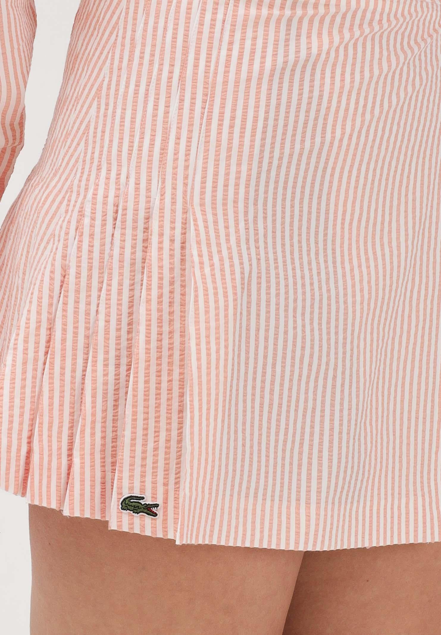 LACOSTE Gonna corta bianca e salmone da donna in seersucker JF5024 RNI LACOSTE