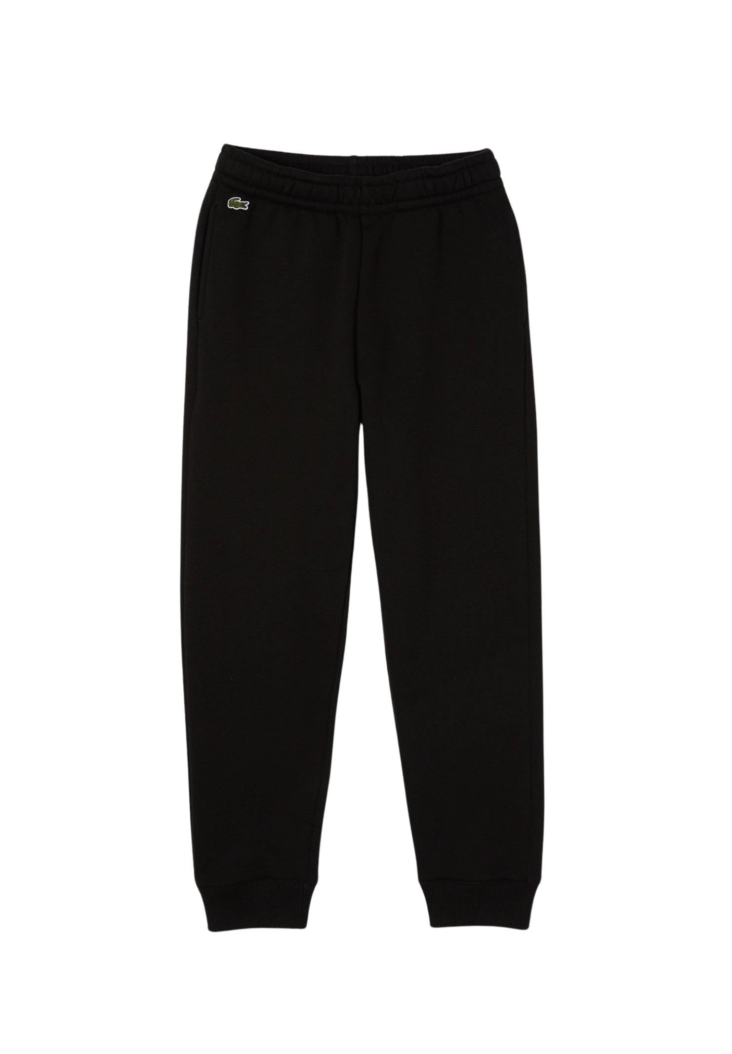 Pantalone sportivo nero per bambino e bambina rifinito da ricamo coccodrillo XJ9728-J 031 LACOSTE