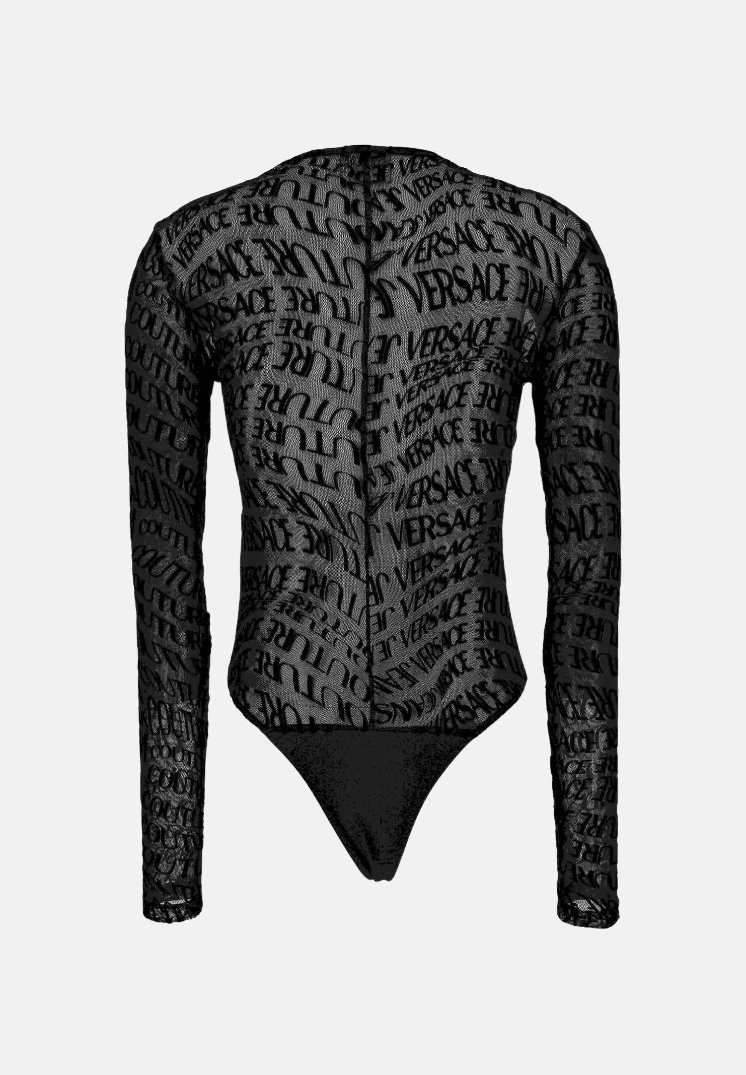 VERSACE JEANS COUTURE Body nero da donna con motivo Liquify Logomania 79HAM221JS490 899 VERSACE JEANS COUTURE