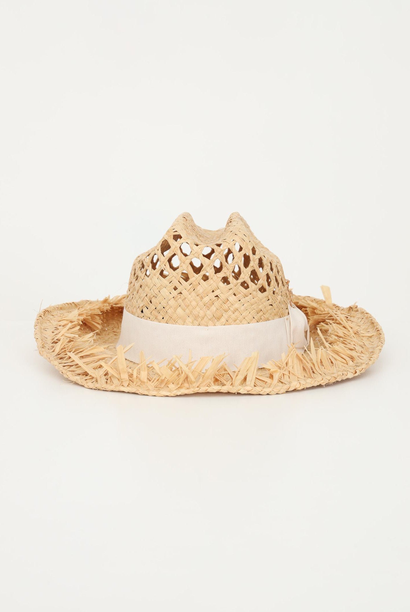 LUNATIQUE Cappello in paglia da donna con lavorazione traforata e fiocco NADYRA BEIGE LUNATIQUE