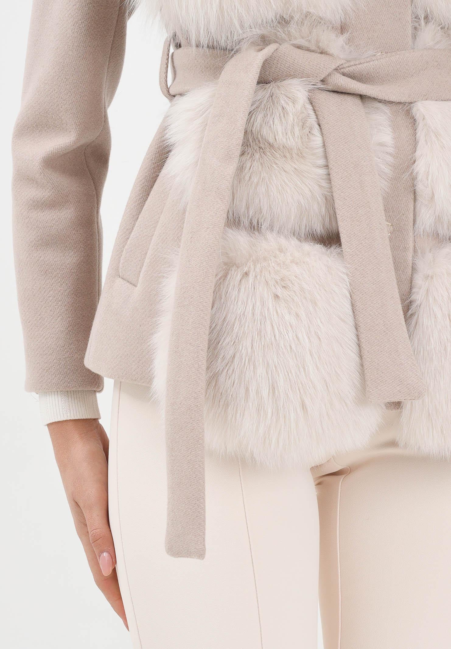 YES LONDON Cappotto corto beige da donna con vera pelliccia CD1203 BE YES LONDON