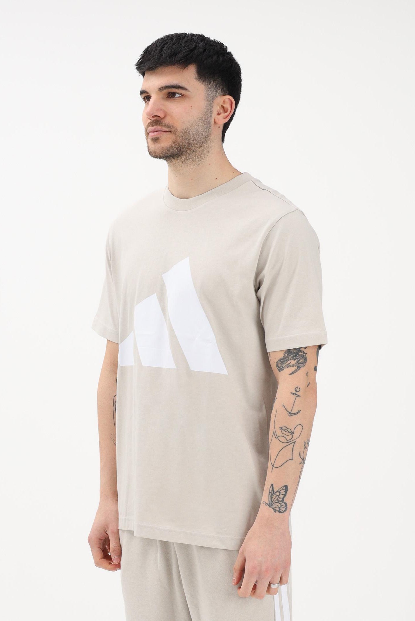 ADIDAS PERFORMANCE T-shirt a manica corta Essentials Big Logo beige da uomo JE8933 . ADIDAS PERFORMANCE