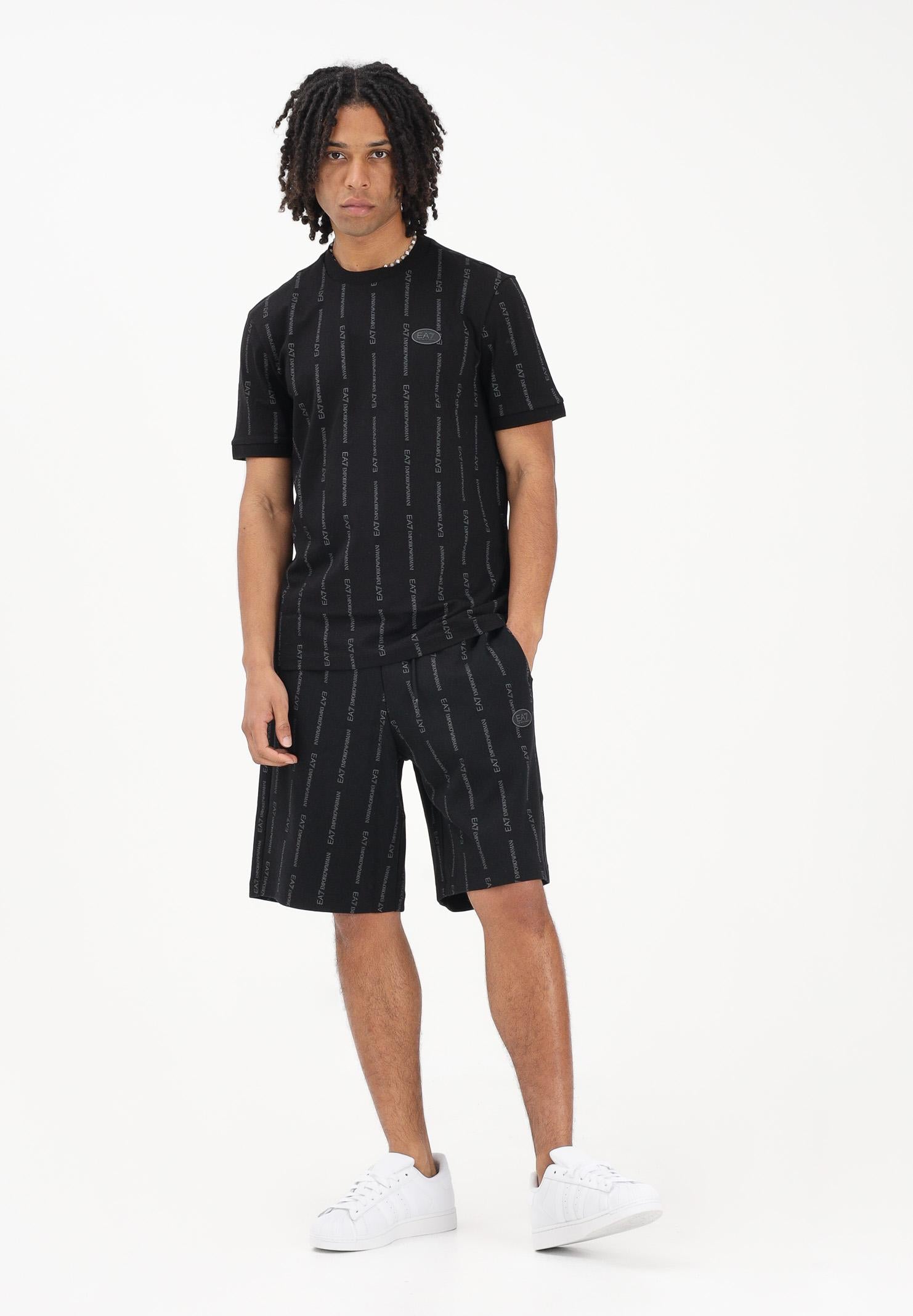 EA7 Shorts sportivo nero da uomo con stampa all-over del logo 7M001393AF12660 FC039 EA7