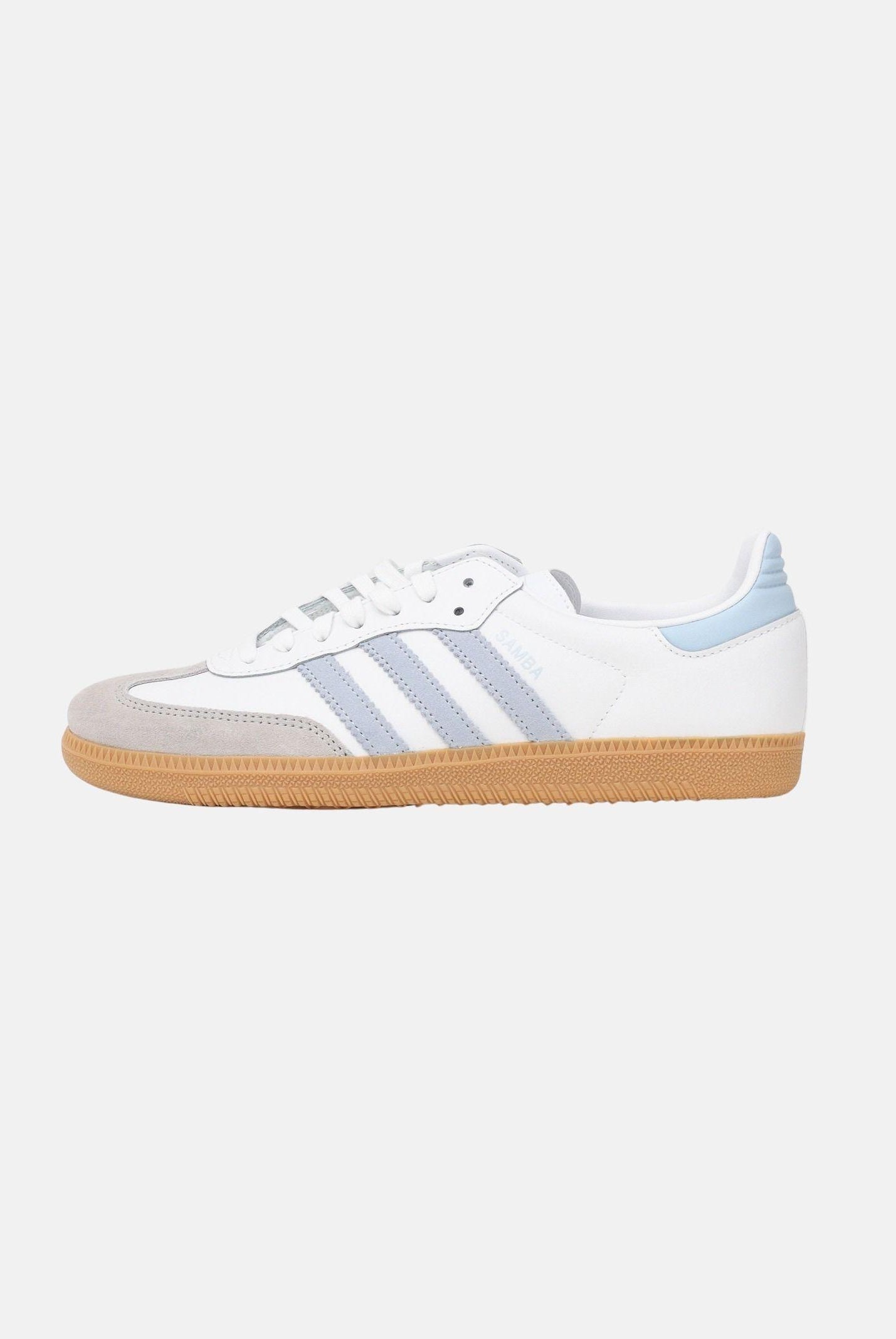 ADIDAS ORIGINALS Sneakers SAMBA OG bianche e celesti per uomo e donna JQ2019 . ADIDAS ORIGINALS