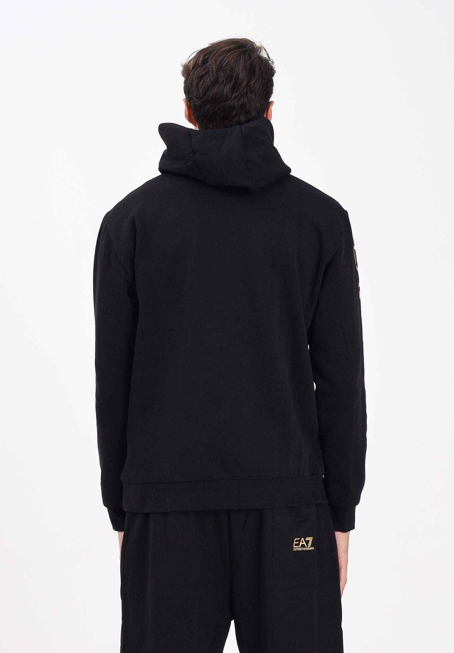 EA7 Felpa con cappuccio nera da uomo caratterizzata da stampa logo 7M000570AF10377 MC004 EA7