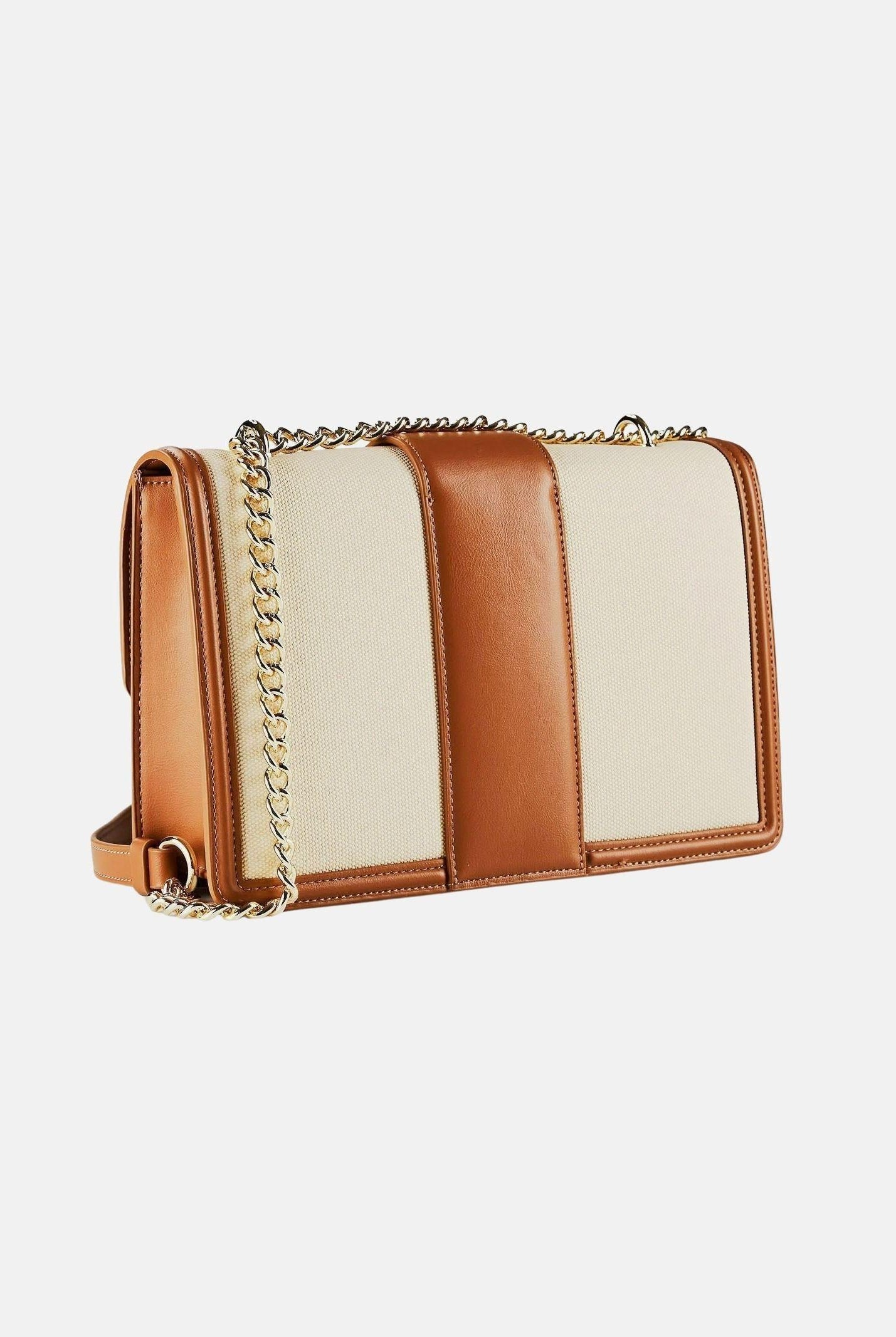 ARMANI EXCHANGE Borsa a tracolla beige e cuoio da donna con fibbia logo XW000070AF22570 M6261 ARMANI EXCHANGE