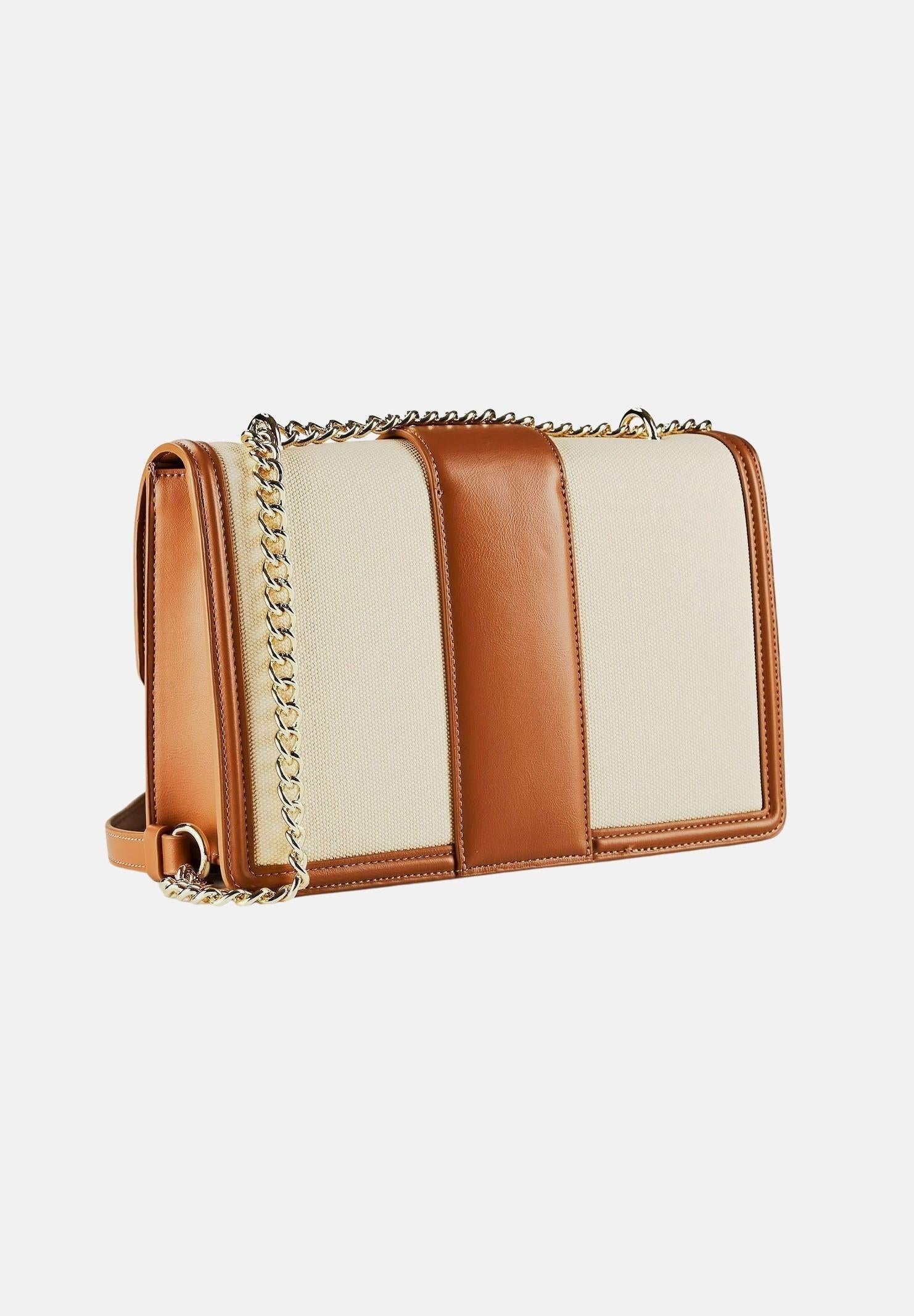 ARMANI EXCHANGE Borsa a tracolla beige e cuoio da donna con fibbia logo XW000070AF22570 M6261 ARMANI EXCHANGE