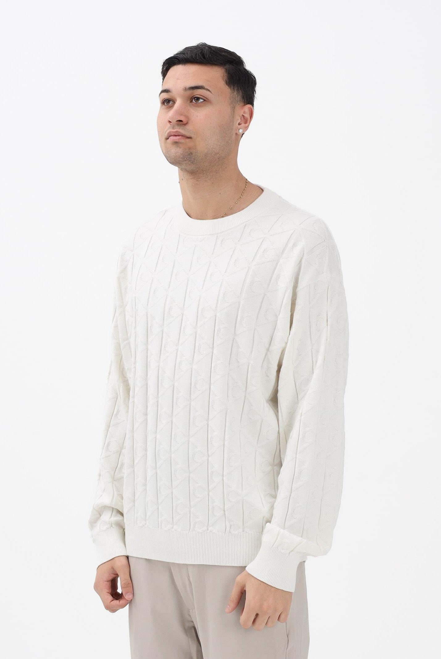 CALVIN KLEIN JEANS Maglioncino girocollo panna da uomo con logo LV04RE301GYAS . CALVIN KLEIN JEANS