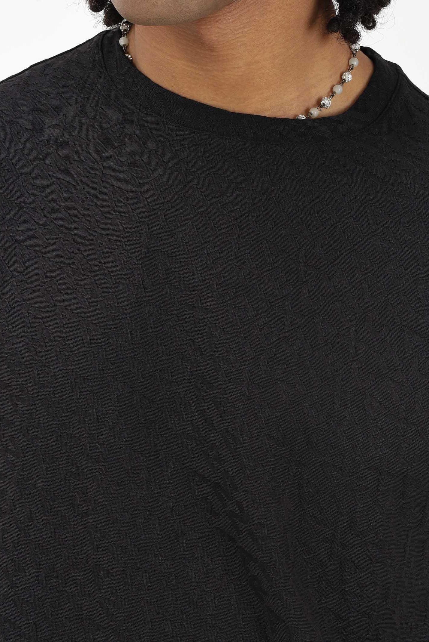 ARMANI EXCHANGE T-shirt a manica corta nera da uomo con texture tono su tono XM002821AF10337 UC001 ARMANI EXCHANGE