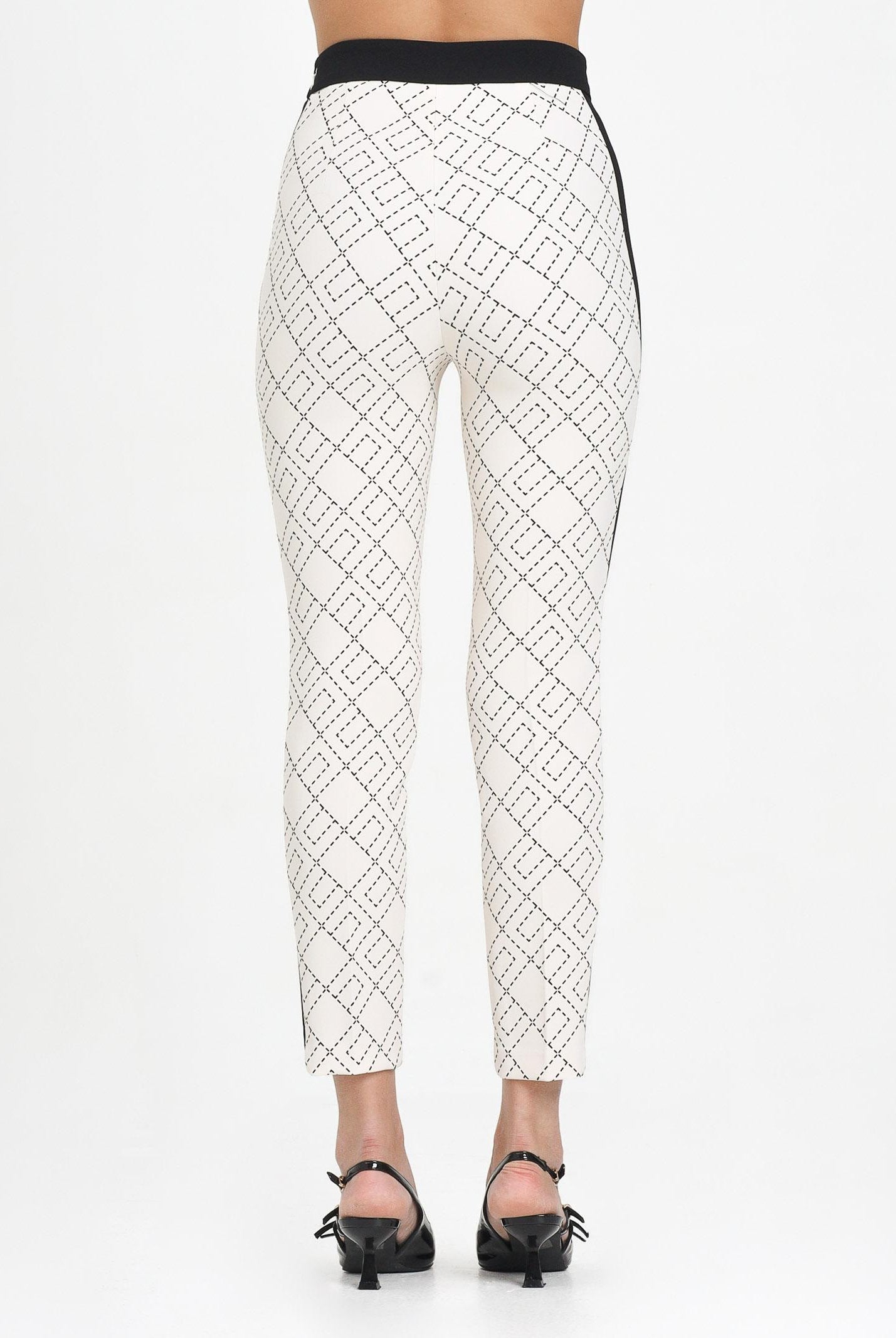 ELISABETTA FRANCHI Pantalone elegante panna da donna con stampa PAS0156E2 EF1 ELISABETTA FRANCHI