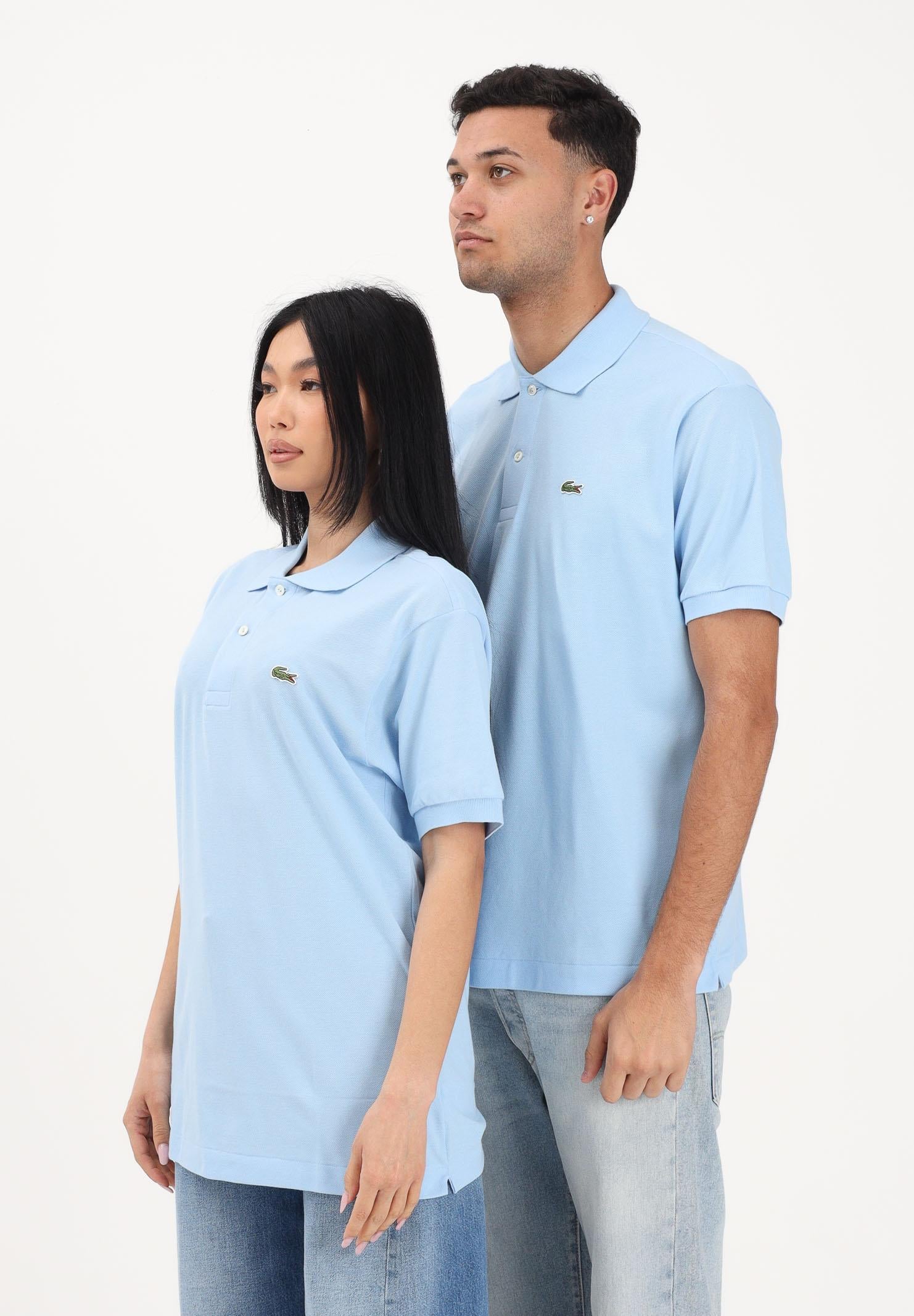 LACOSTE Polo a manica corta azzurra per uomo e donna con patch logo coccodirllo 1212 HBP LACOSTE